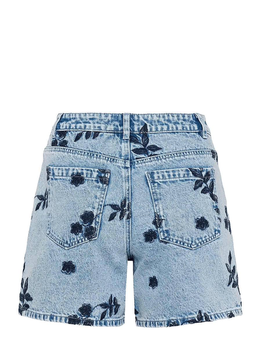 Kaffe - KAbabena Denim Shorts - jeansshorts - blue denim w/ navy flower emb. - 2