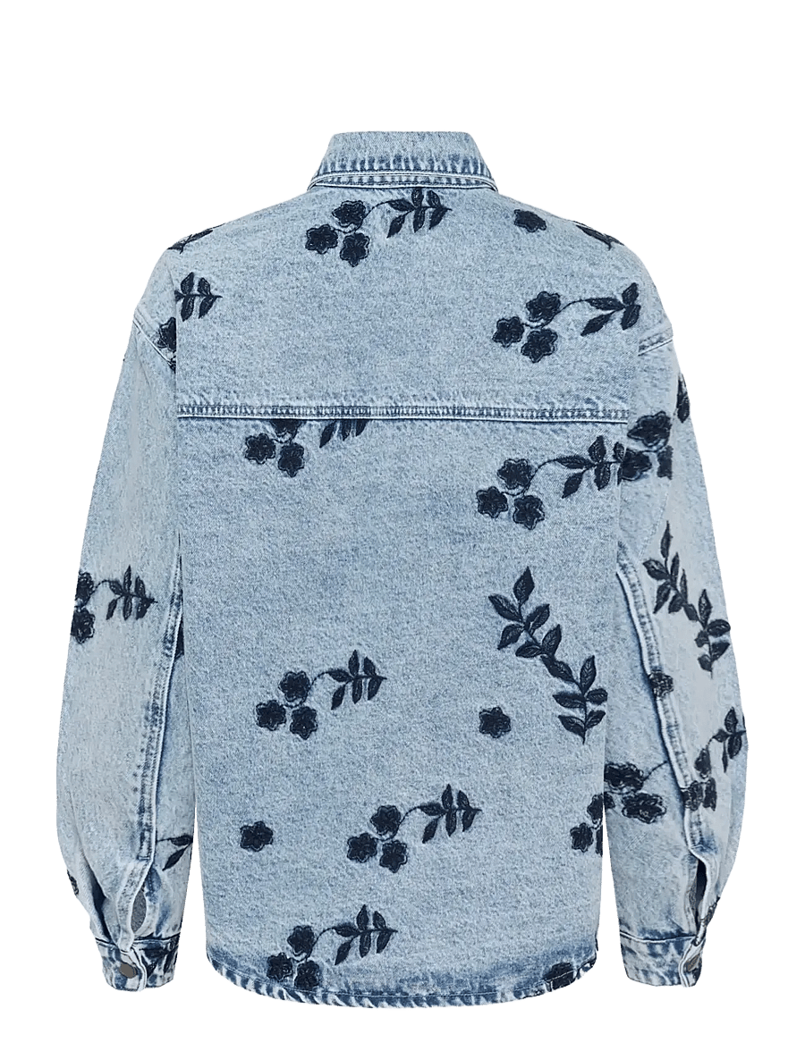 Kaffe - KAbabena Denim Jacket - jeansjacken - blue denim w/ navy flower emb. - 2