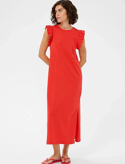 Kaffe KAcelina Flounce Dress - Mekot - POPPY RED / red