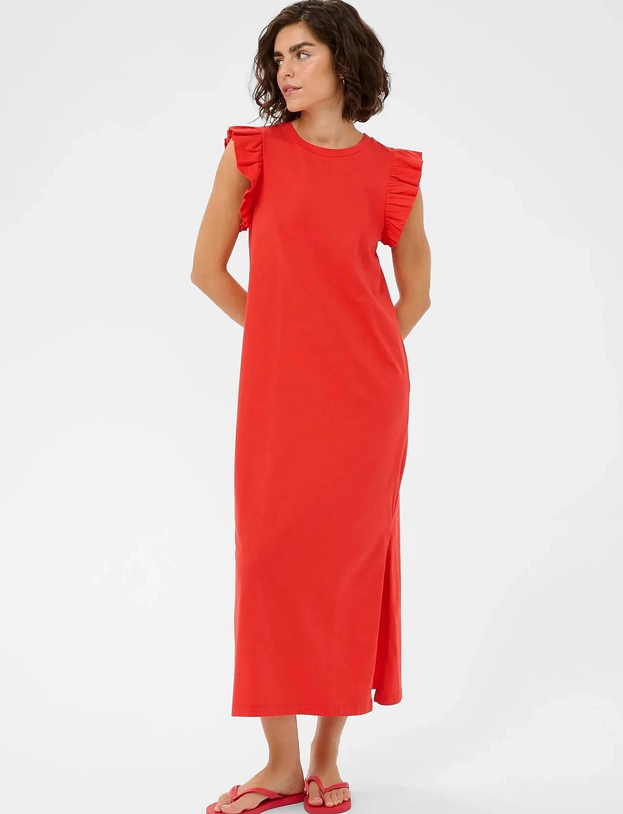 Kaffe - KAcelina Flounce Dress - sommerkjoler - poppy red - 0