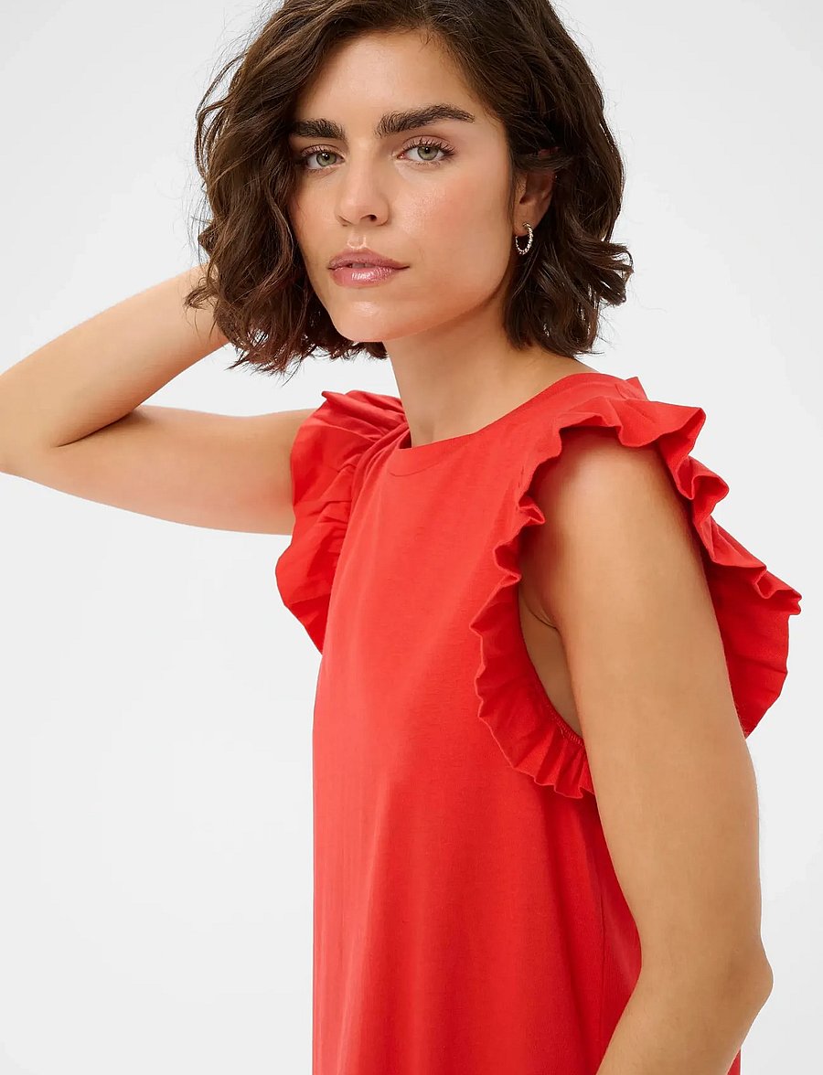 Kaffe - KAcelina Flounce Dress - sommerkjoler - poppy red - 4