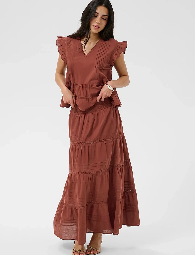 Kaffe - KAvalerie Skirt - maxi skirts - henna - 3