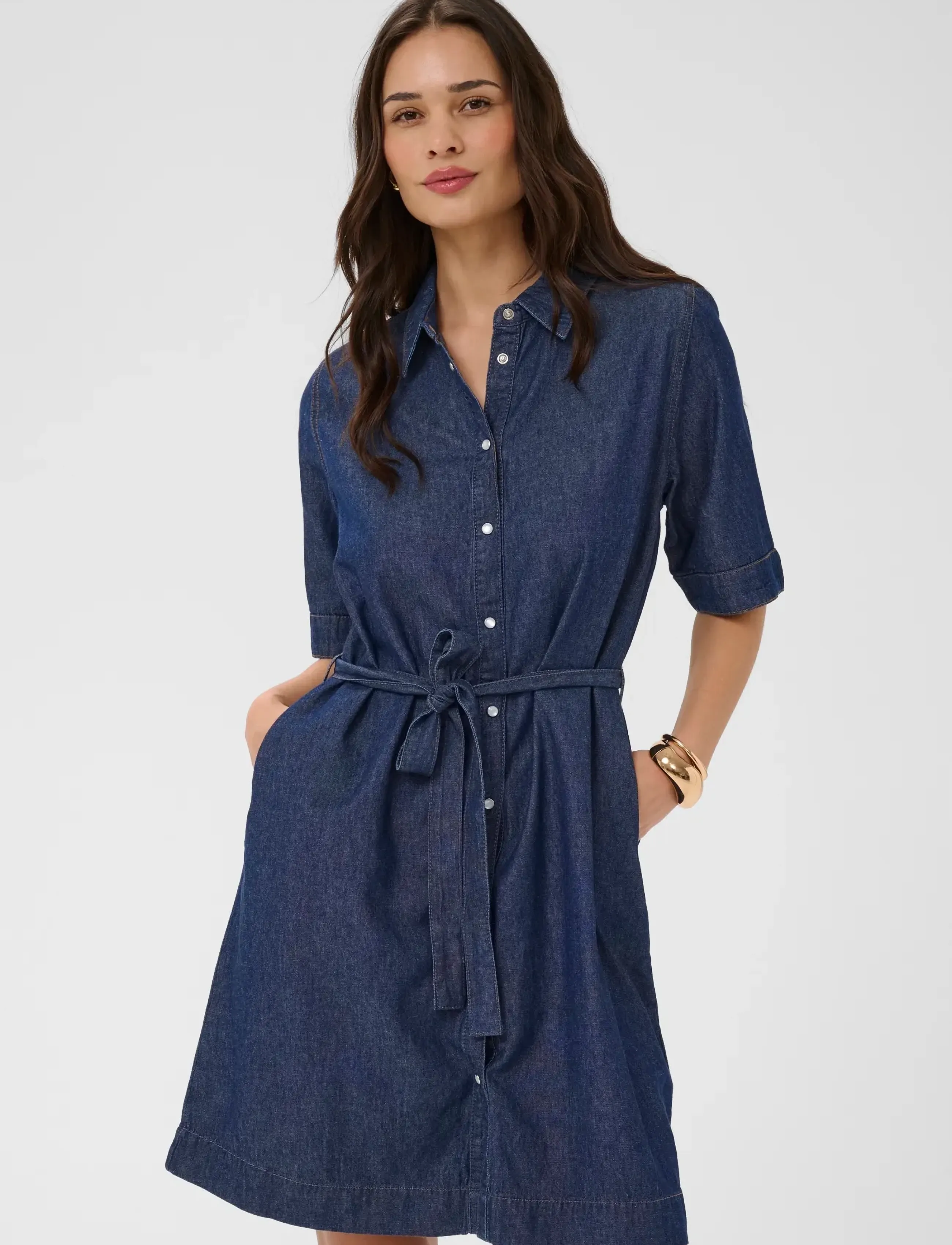 Kaffe Kajade Denim Dress, 38, Dresses, Marineblau - Shirt Frauen