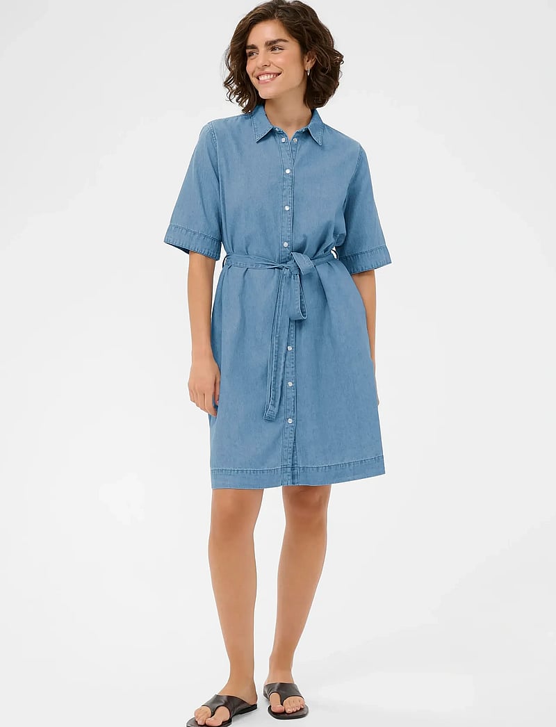 Kaffe - KAjade Denim Dress - skjortklänningar - medium blue chambray - 3