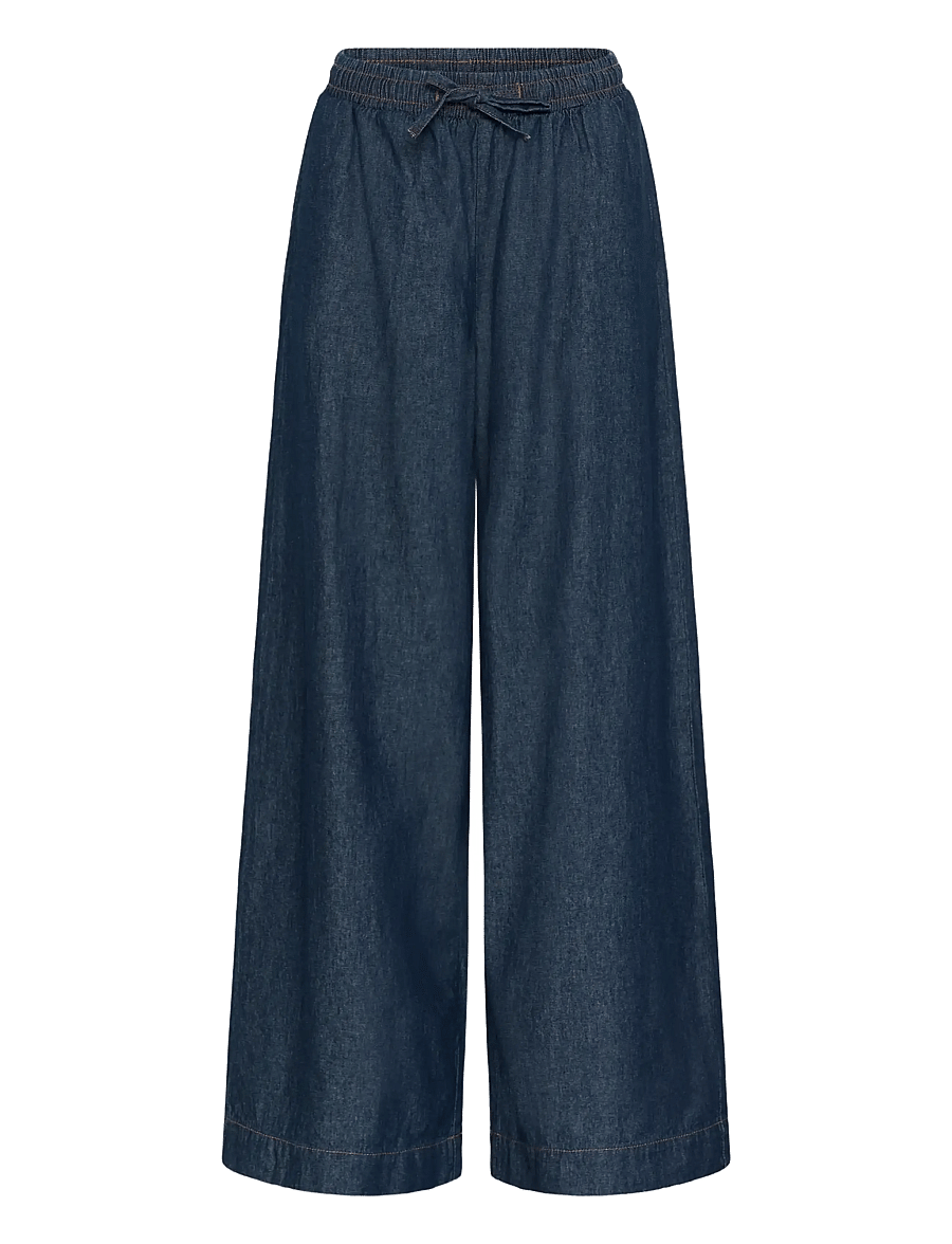 Kaffe - KAjade Denim Pants - bukser med brede ben - dark blue chambray - 1