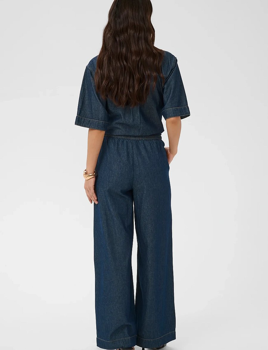 Kaffe - KAjade Denim Pants - bukser med brede ben - dark blue chambray - 4