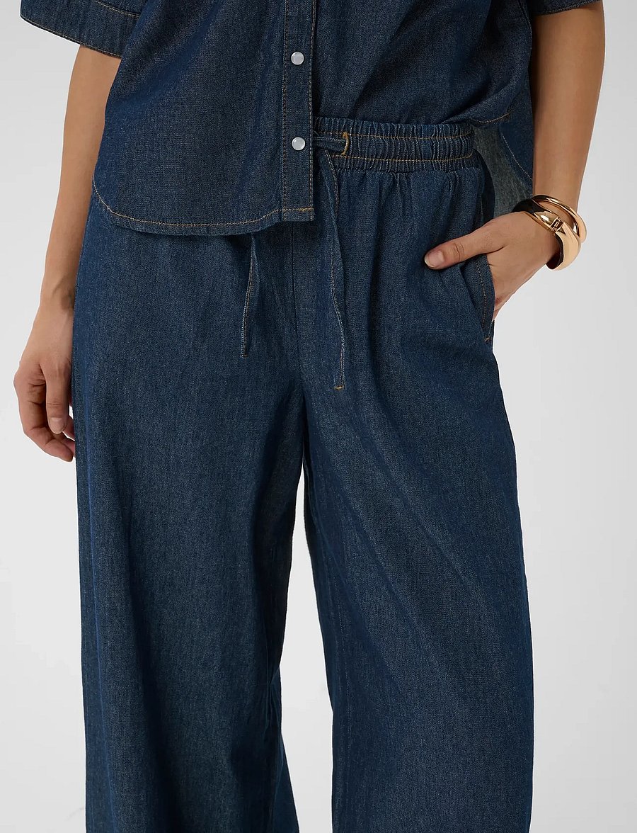 Kaffe - KAjade Denim Pants - bukser med brede ben - dark blue chambray - 5