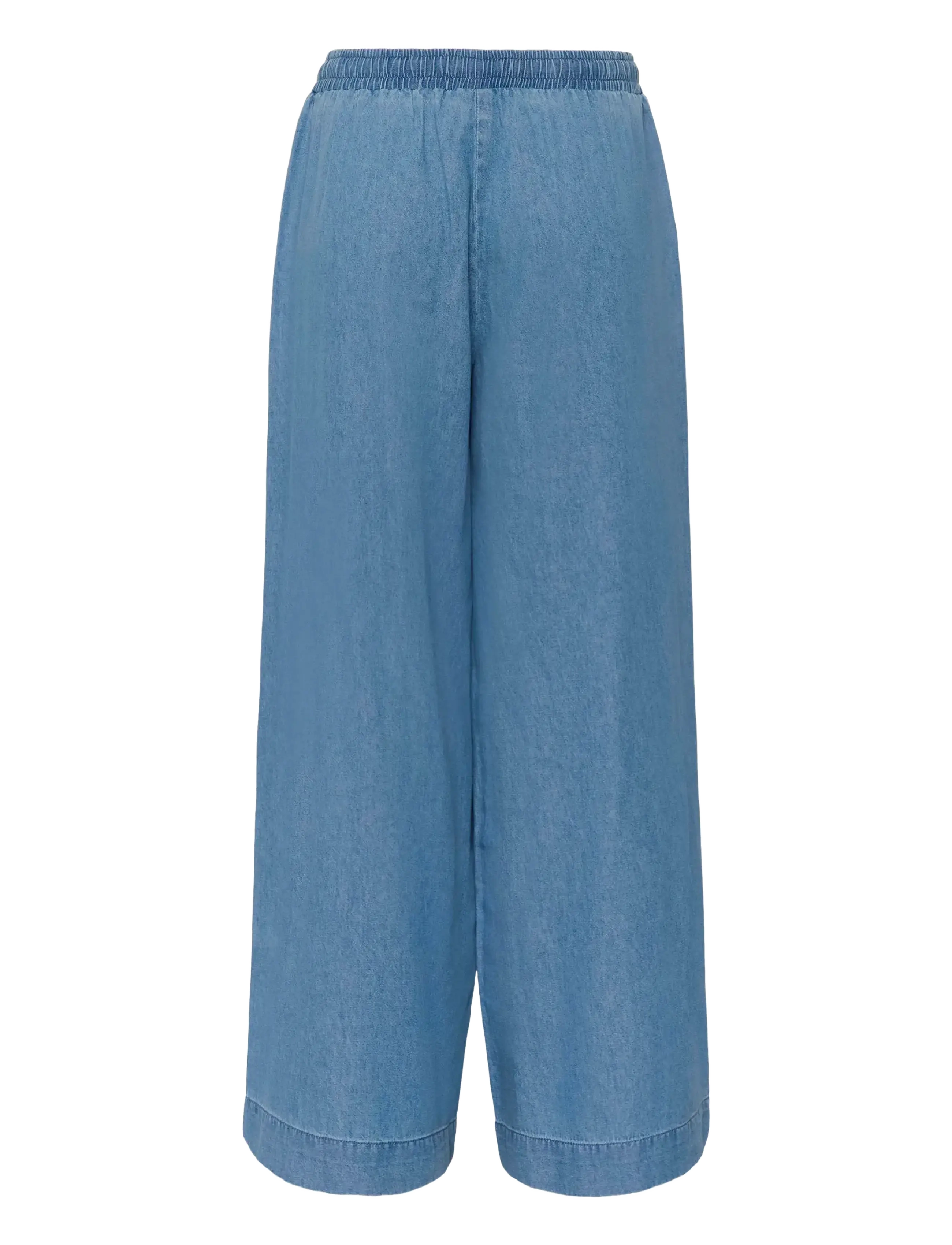 Kaffe - KAjade Denim Pants - leveälahkeiset housut - medium blue chambray - 2