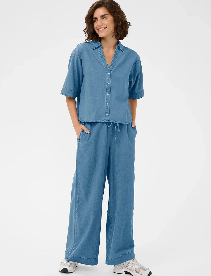 Kaffe - KAjade Denim Pants - bukser med brede ben - medium blue chambray - 3
