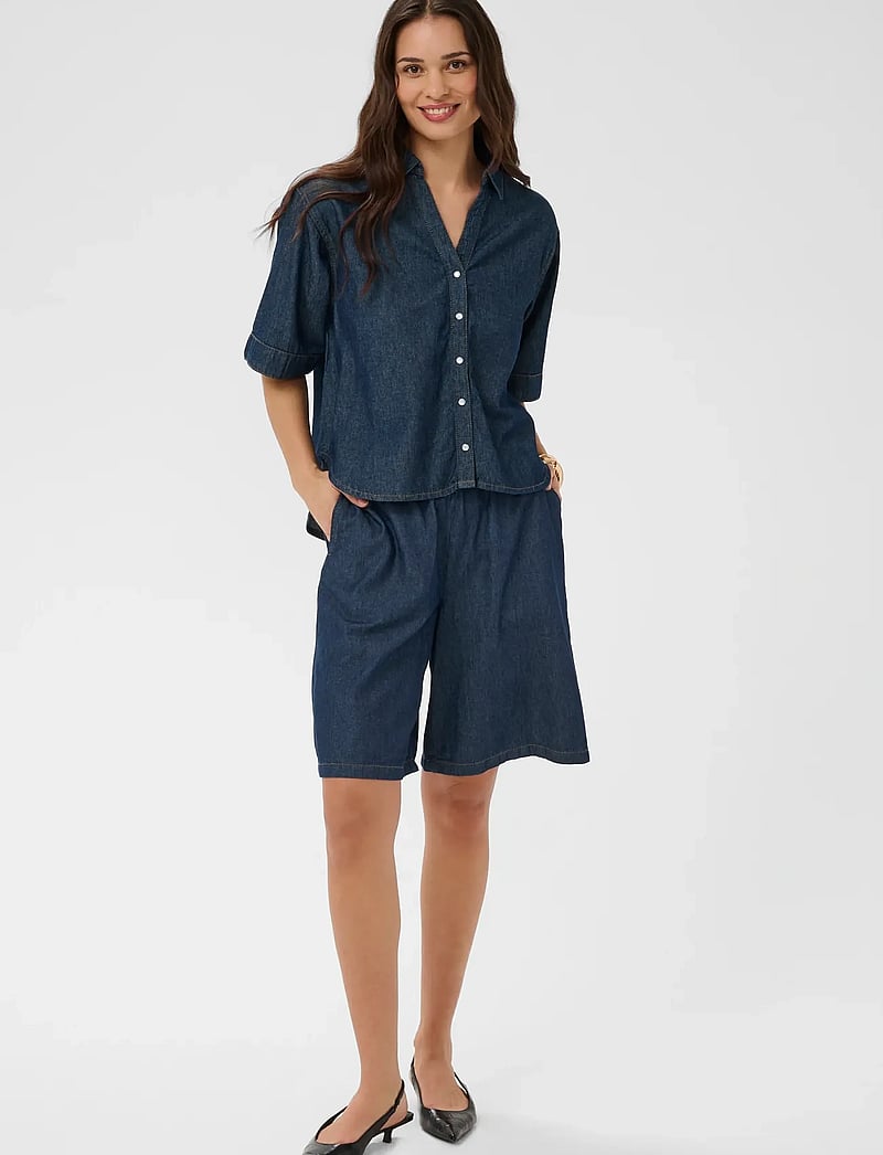 Kaffe - KAjade Denim Shorts - casual shorts - dark blue chambray - 3