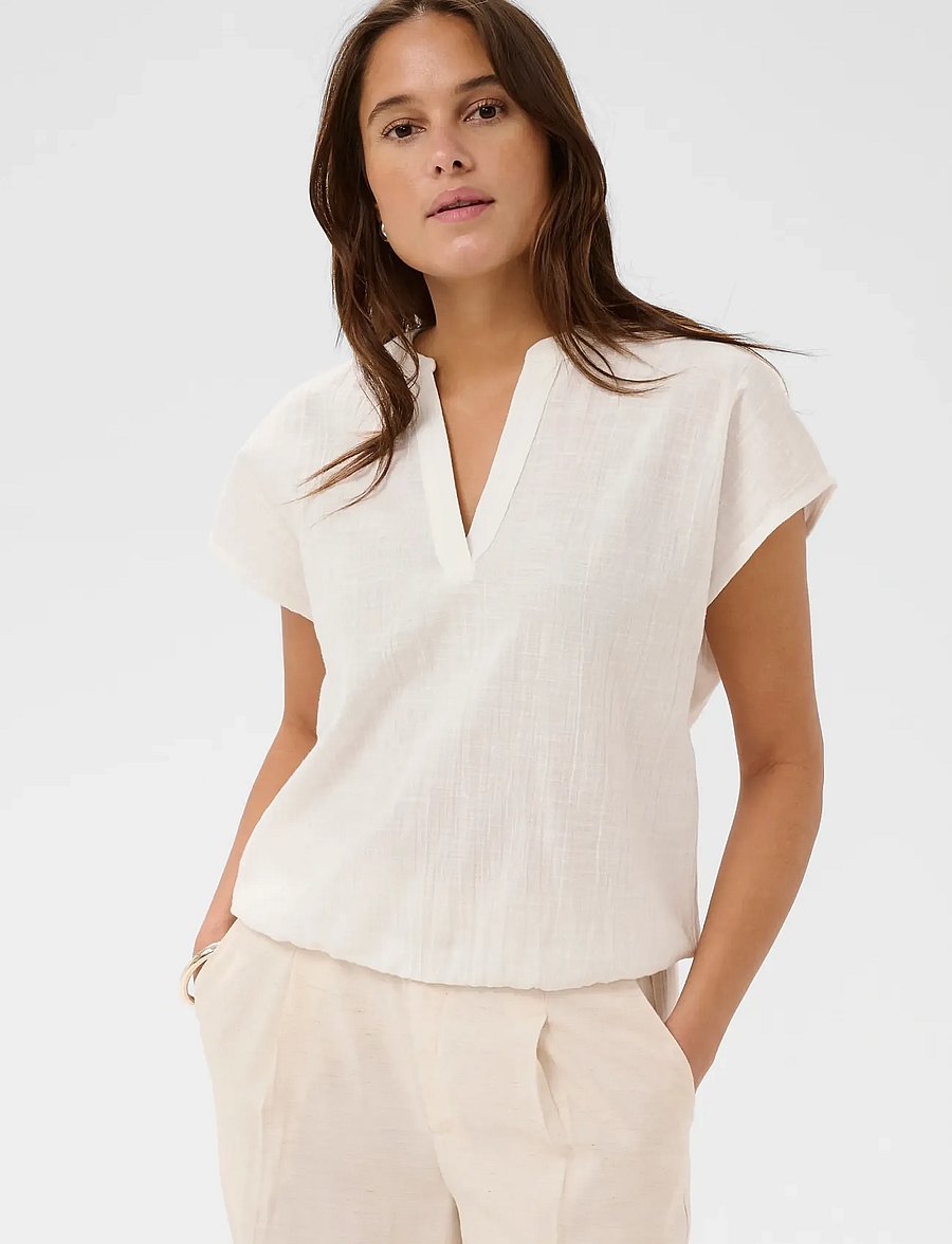 Kaffe - KApauline Blouse - kortärmade blusar - chalk - 0
