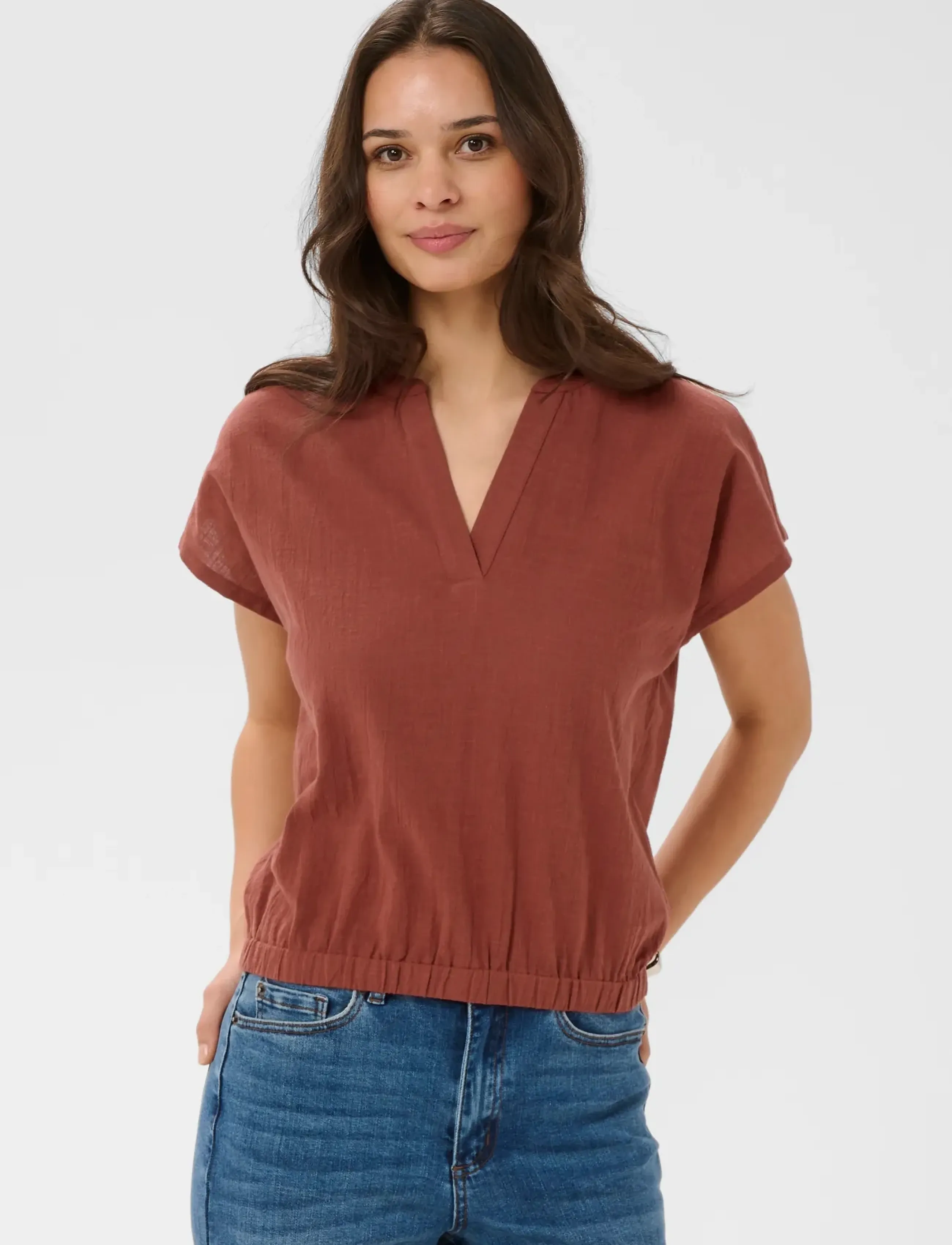Kaffe Kapauline Blouse, Kvinder, Blouson Bluse, Brun, Str: 40