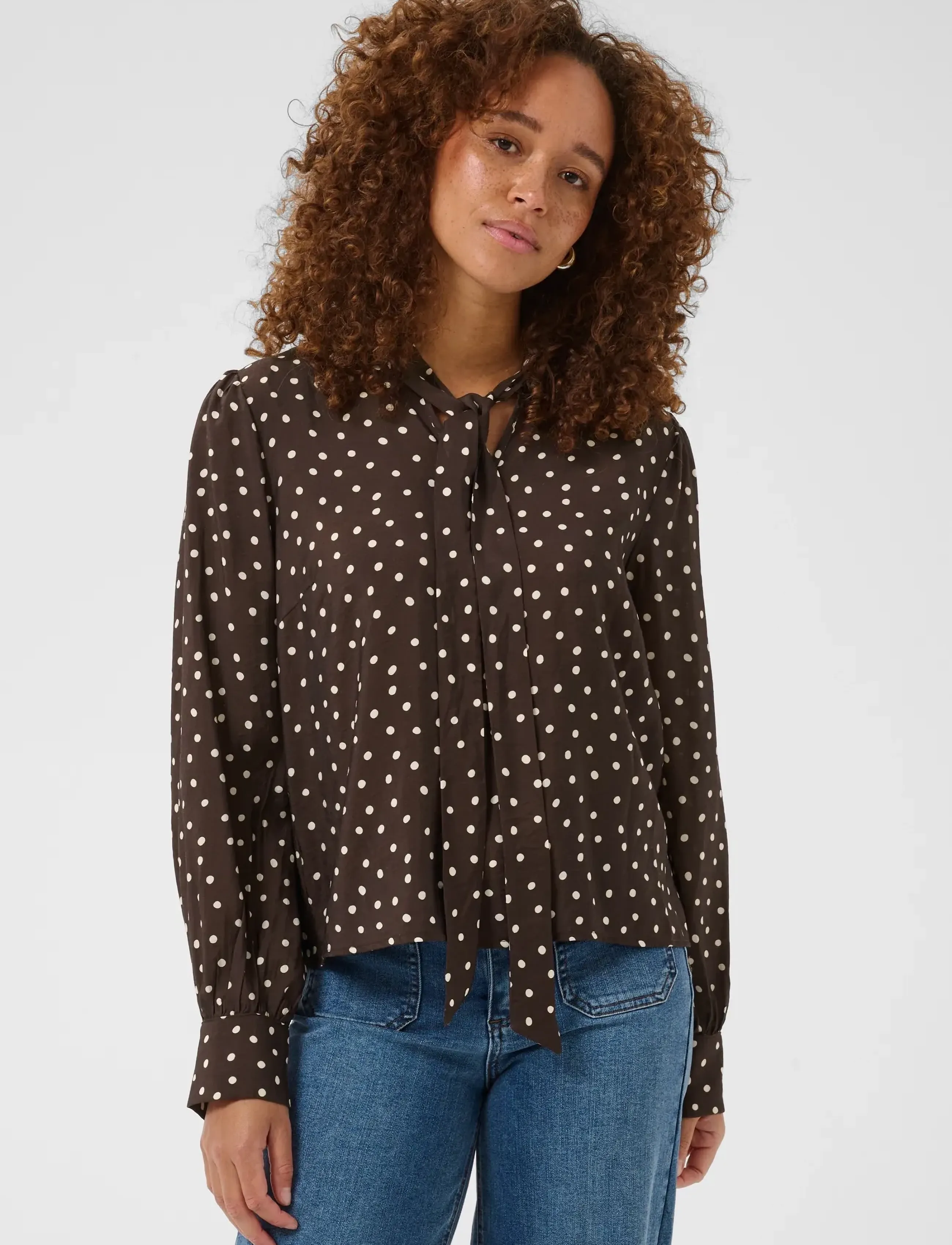 Kaffe Kadotte Blouse, 44, Blouses, Braun - Long-sleeved, Frauen