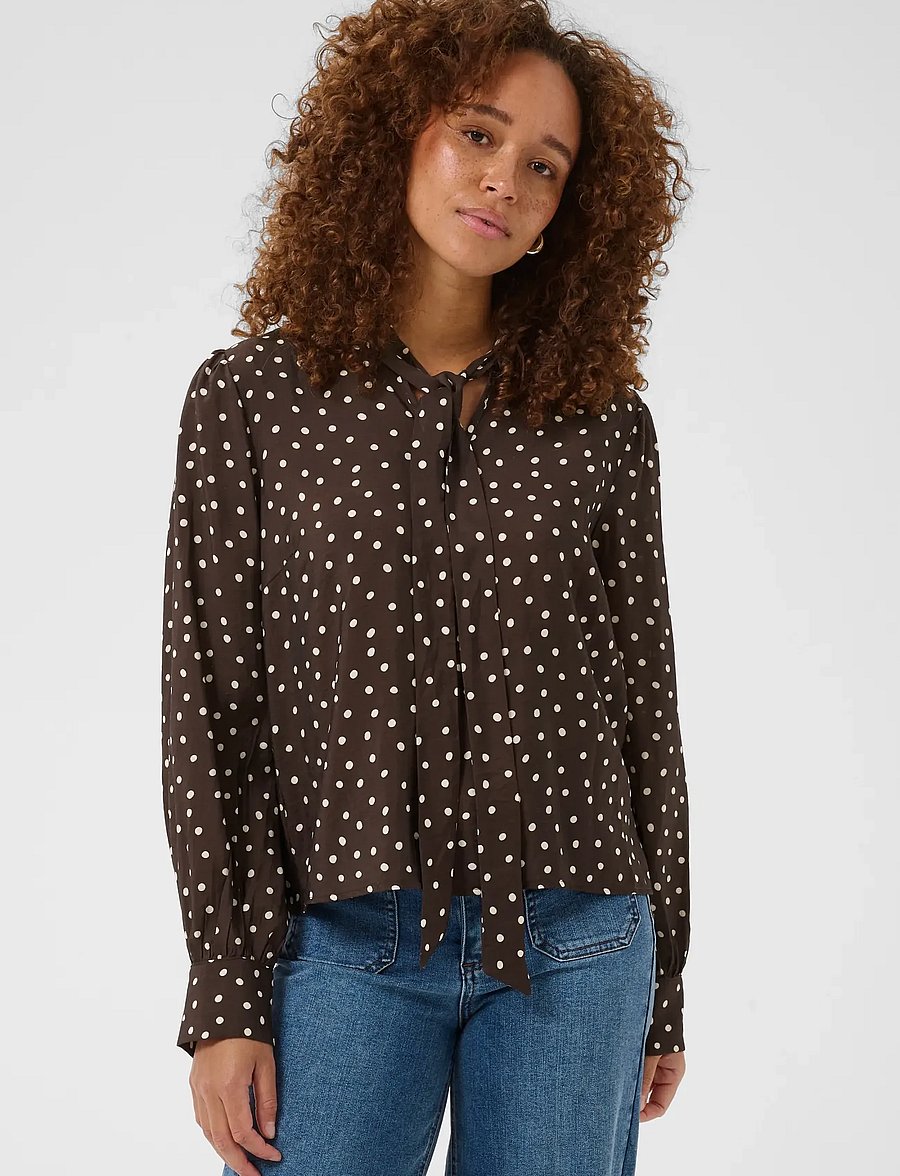 Kaffe - KAdotte Blouse - coffee bean turtledove dot - 0