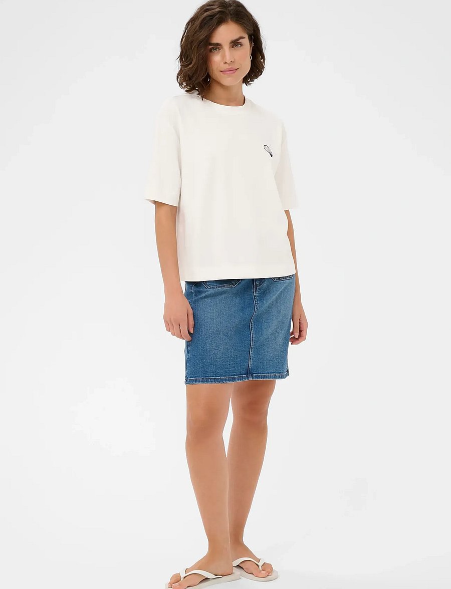 Kaffe - KAannie Embroidery T-Shirt - t-shirts - chalk - 3