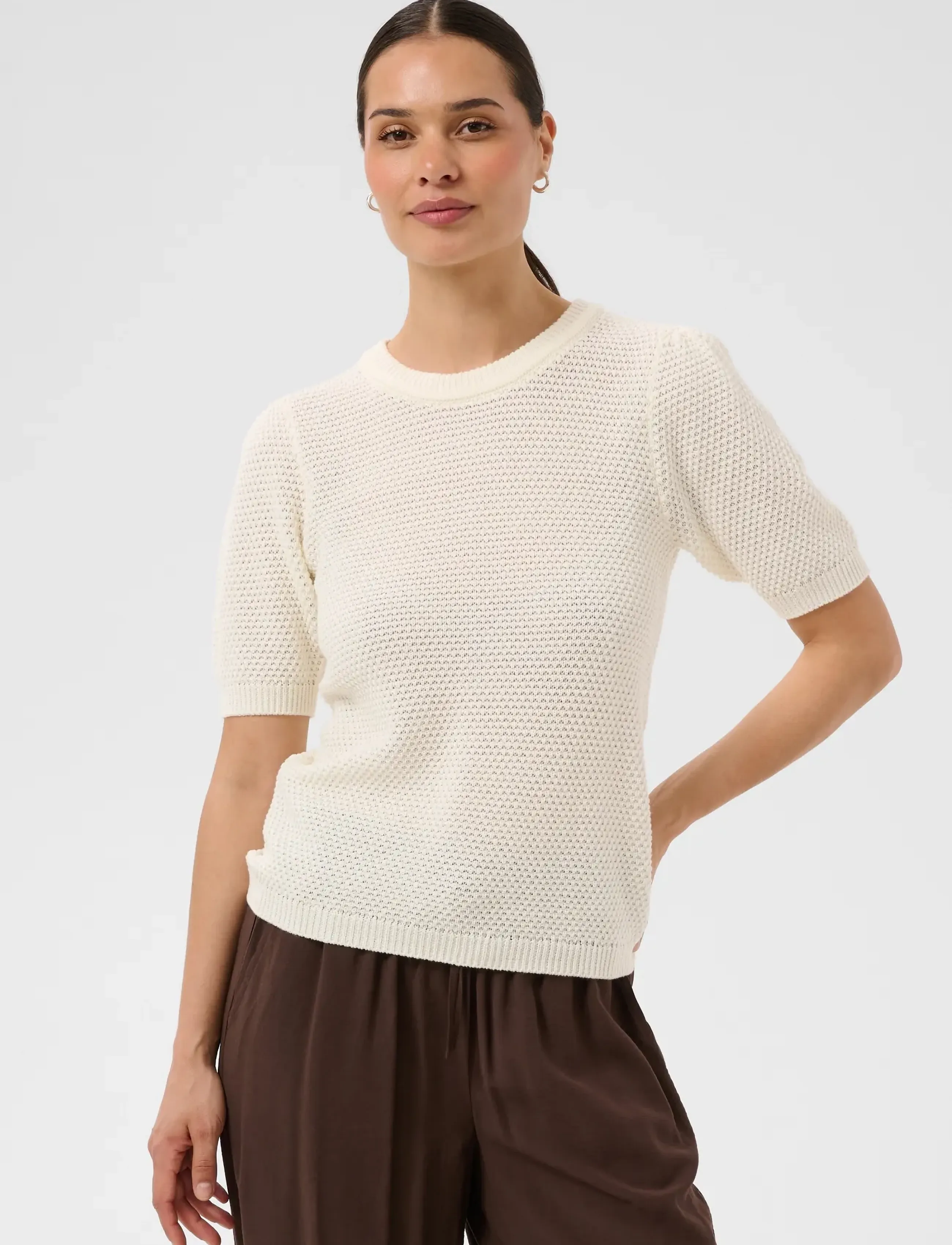 Kaffe - KAvivian Knit Pullover - megztiniai - chalk - 2