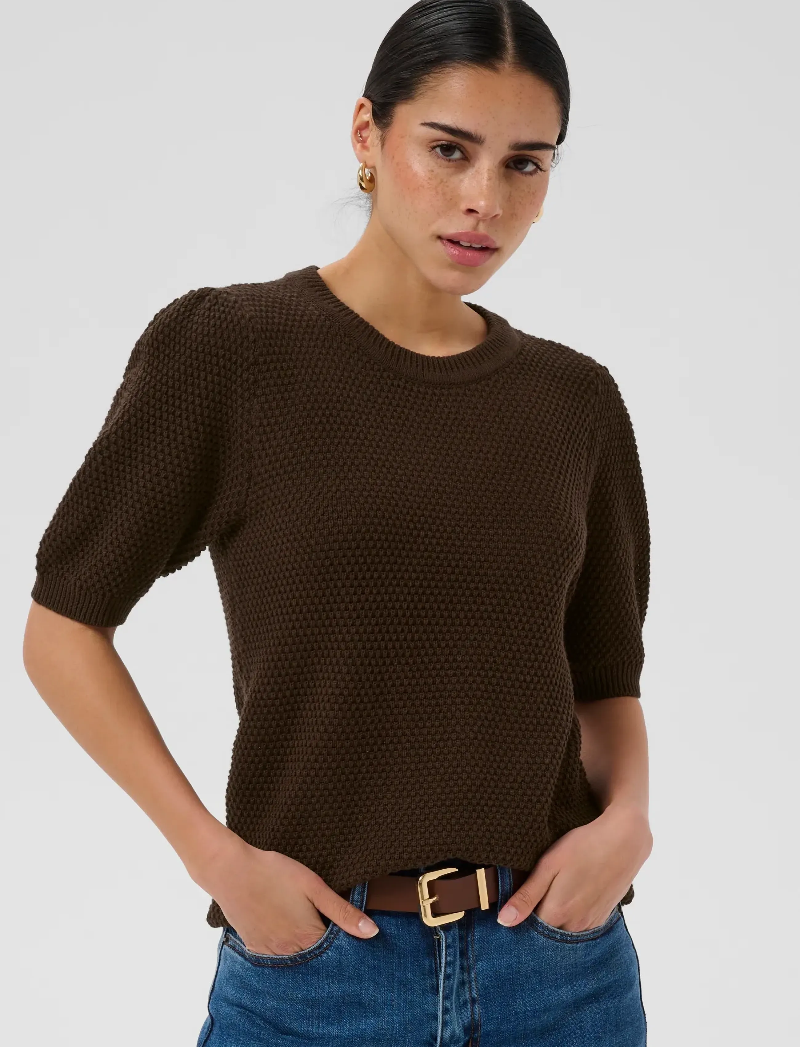 Kaffe Kavivian Knit Pullover, XXL, Brown, Strik > Trøjer, Dame