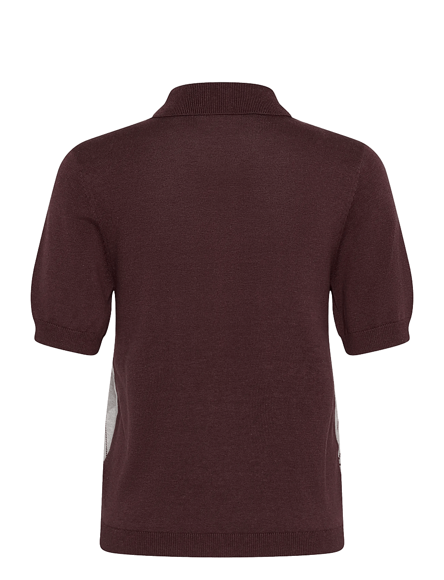 Kaffe - KAgizza Argyle Polo Knit - poloshirts - fudge/ grey argyle - 1