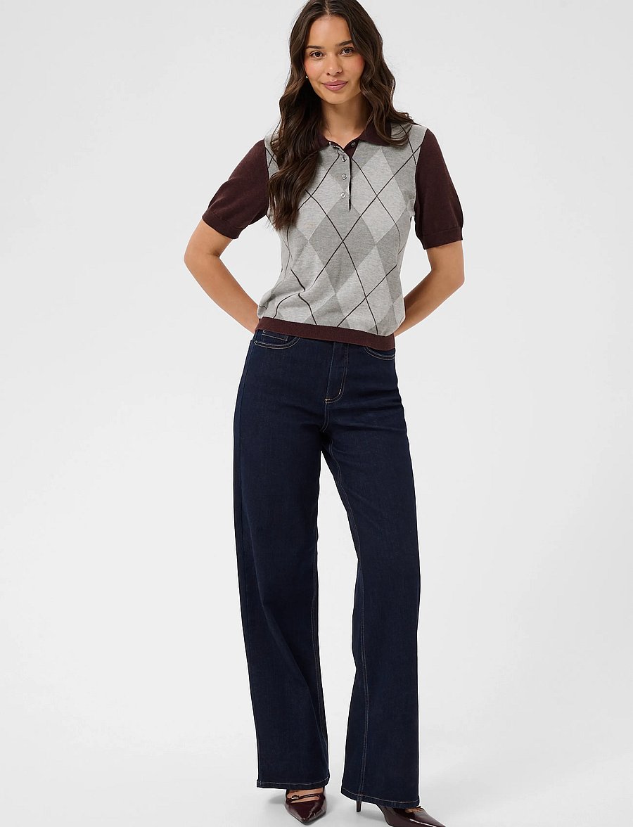 Kaffe - KAgizza Argyle Polo Knit - poloshirts - fudge/ grey argyle - 3