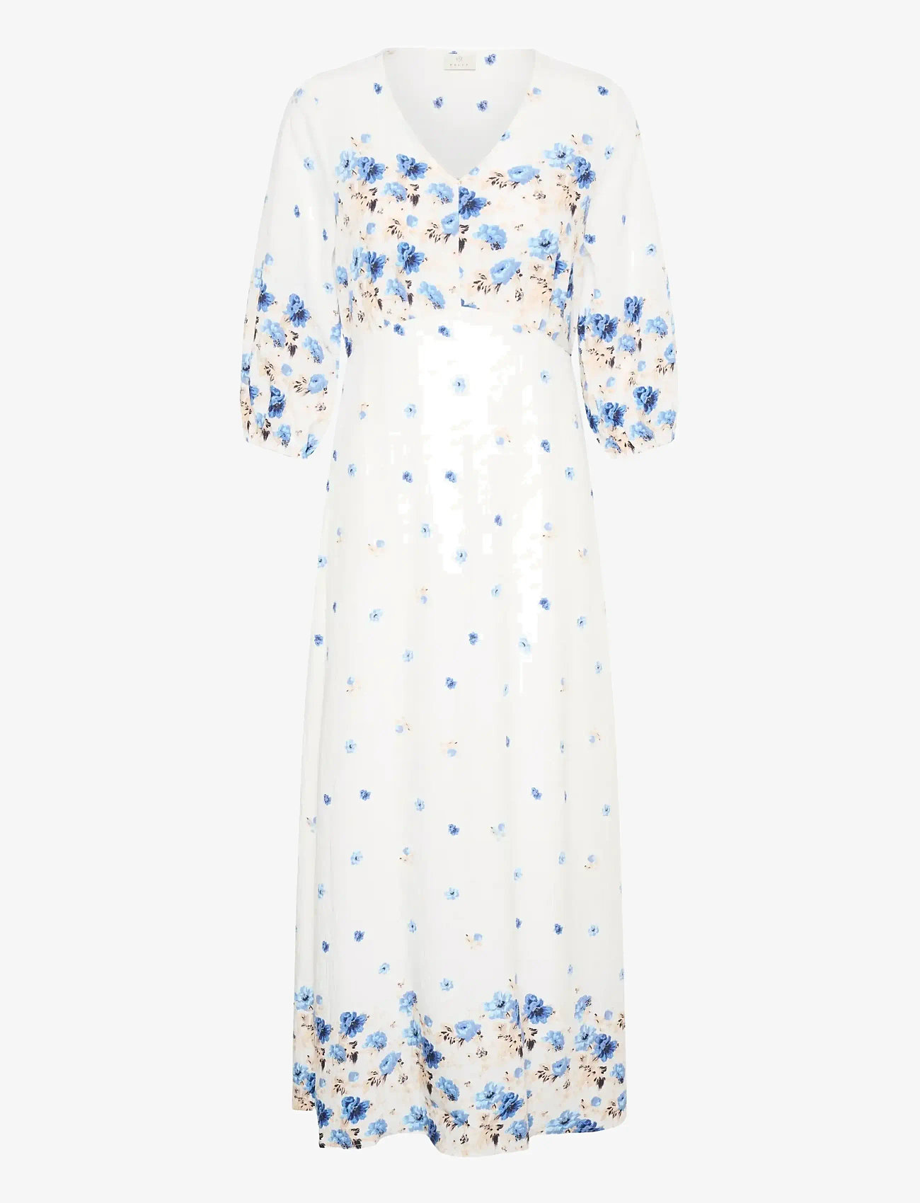Kaffe - KArosine Long Dress - sommerkjoler - blue tones border flower - 1