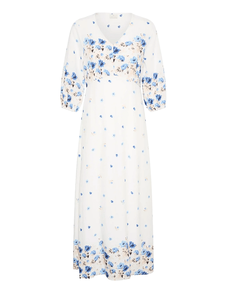 Kaffe - KArosine Long Dress - sommerkleider - blue tones border flower - 1