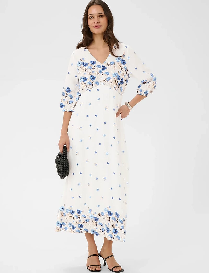 Kaffe - KArosine Long Dress - sommerkleider - blue tones border flower - 3