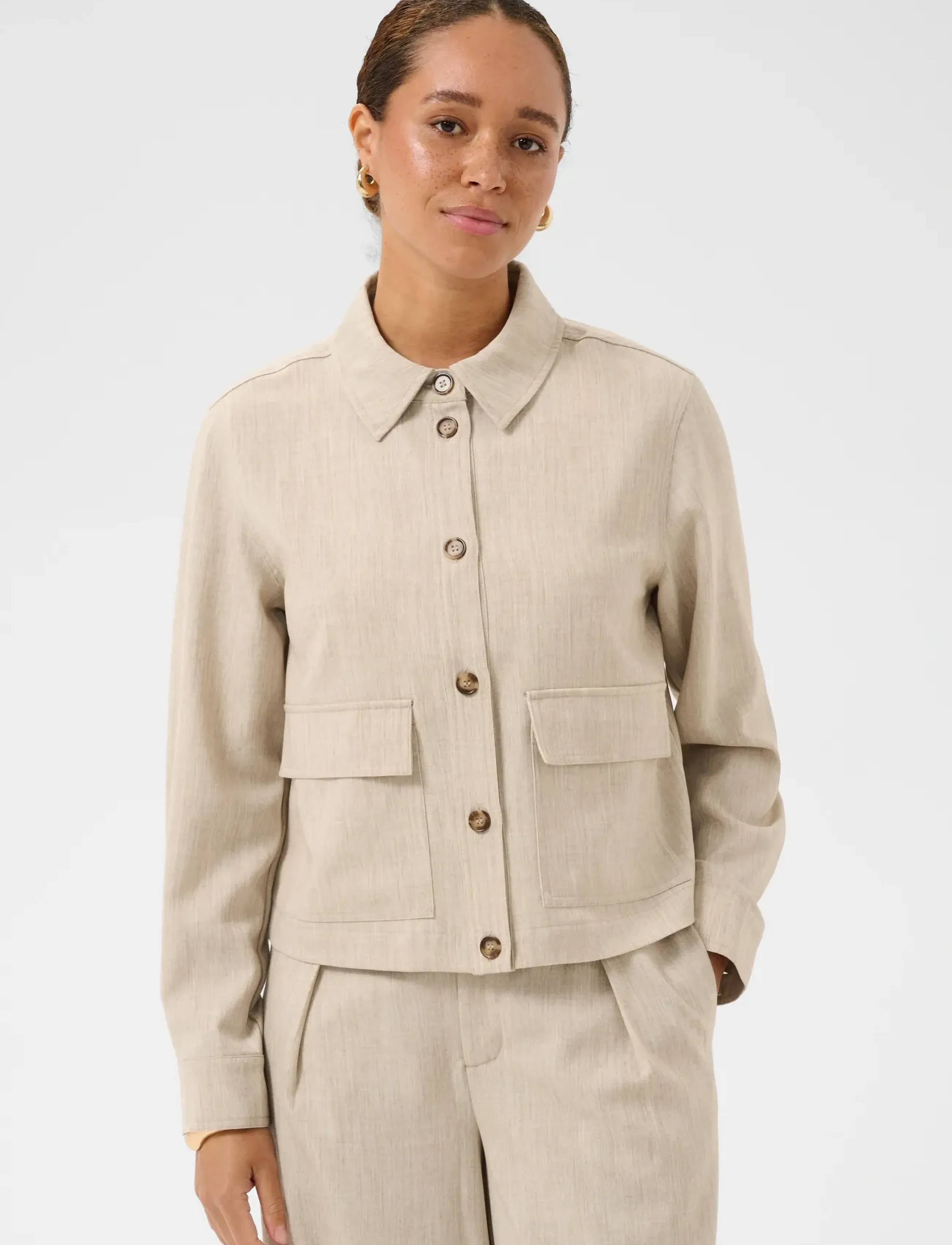 Kaffe Kaomila Shirt Jacket, 36, Beige, Jakker > Let Sommerjakke, Dame