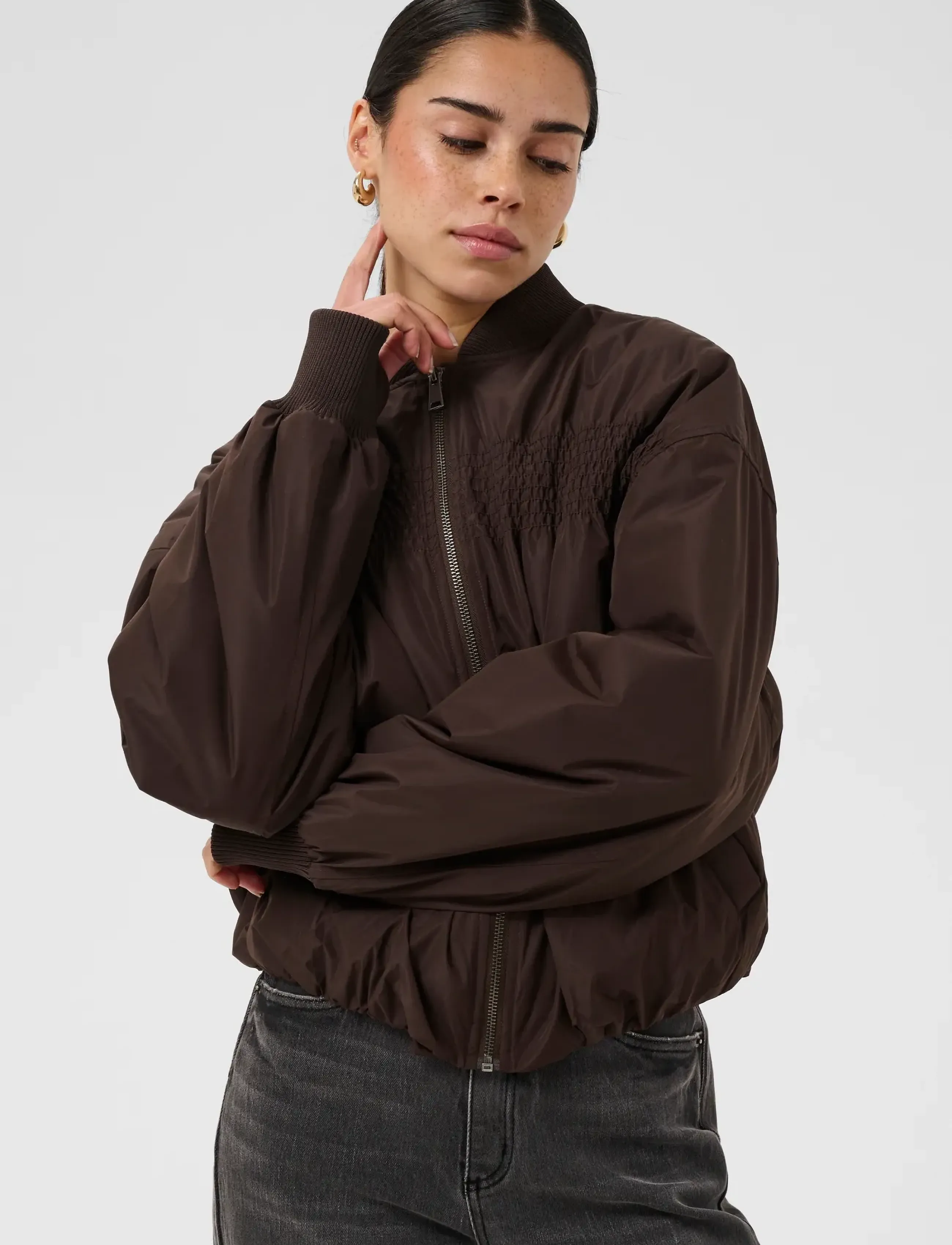 Kaffe Kaarlette Bomber Jacket, 42, Brown, Jakker > Bomberjakker, Dame