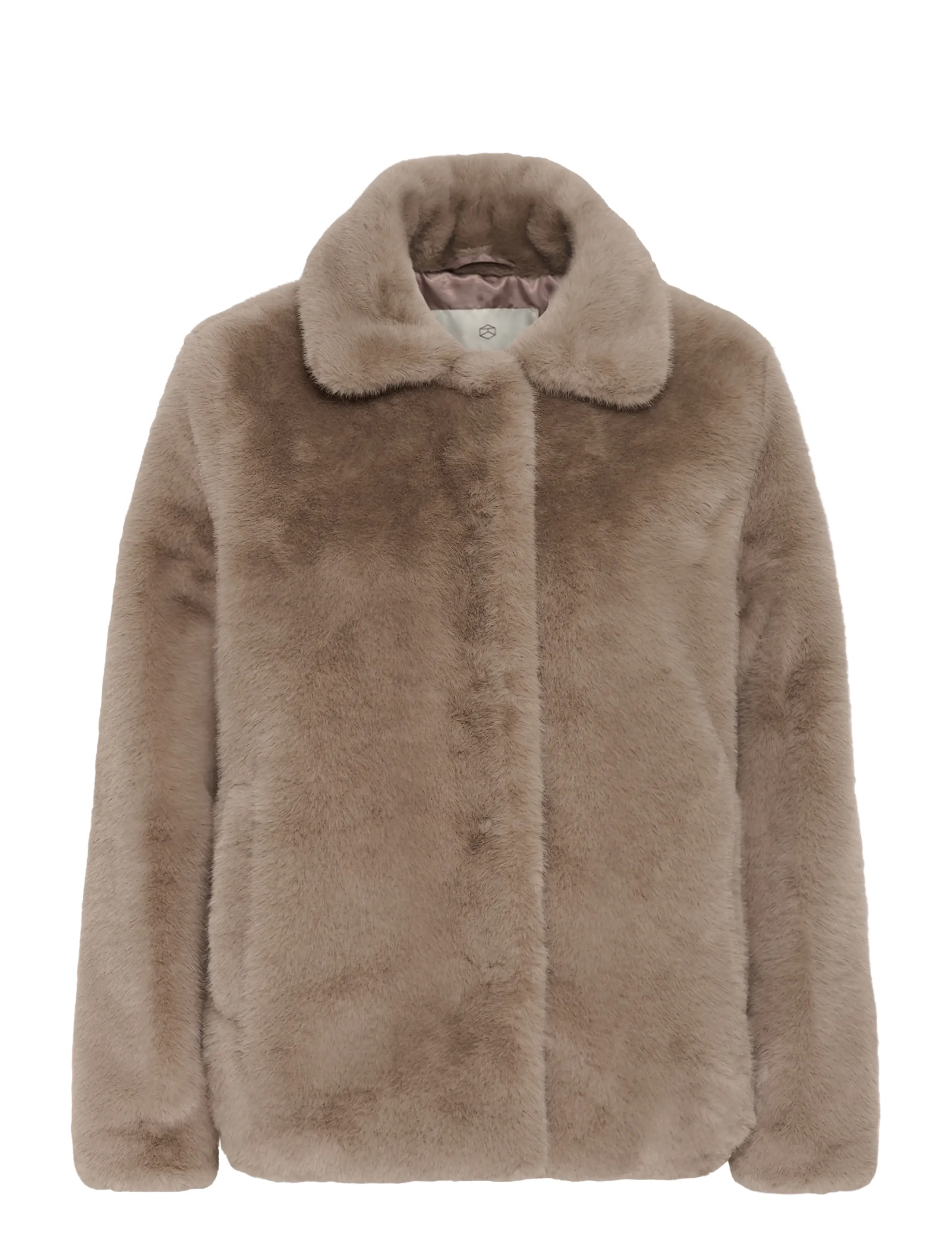 Kaffe Karosa Fake Fur Jacket, Faux Fur Jakke, Grå, Str: 34