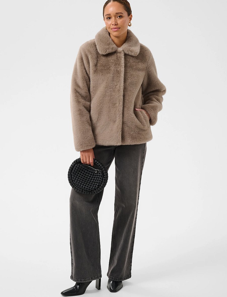 Kaffe - KArosa Fake Fur Jacket - faux fur - taupe gray - 3