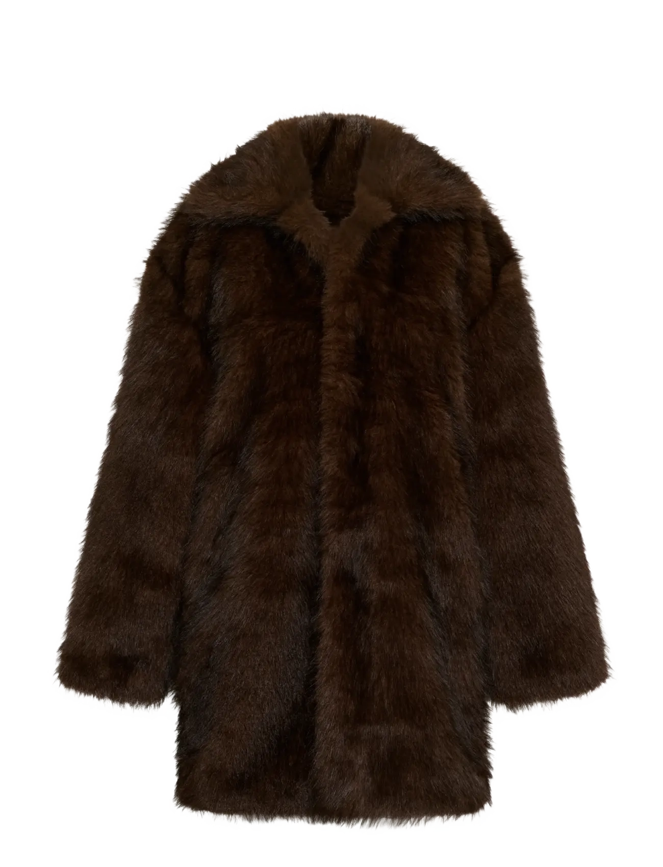Kaffe Kaaurora Coat, Kunstpels Frakke, Brun, Str: 36