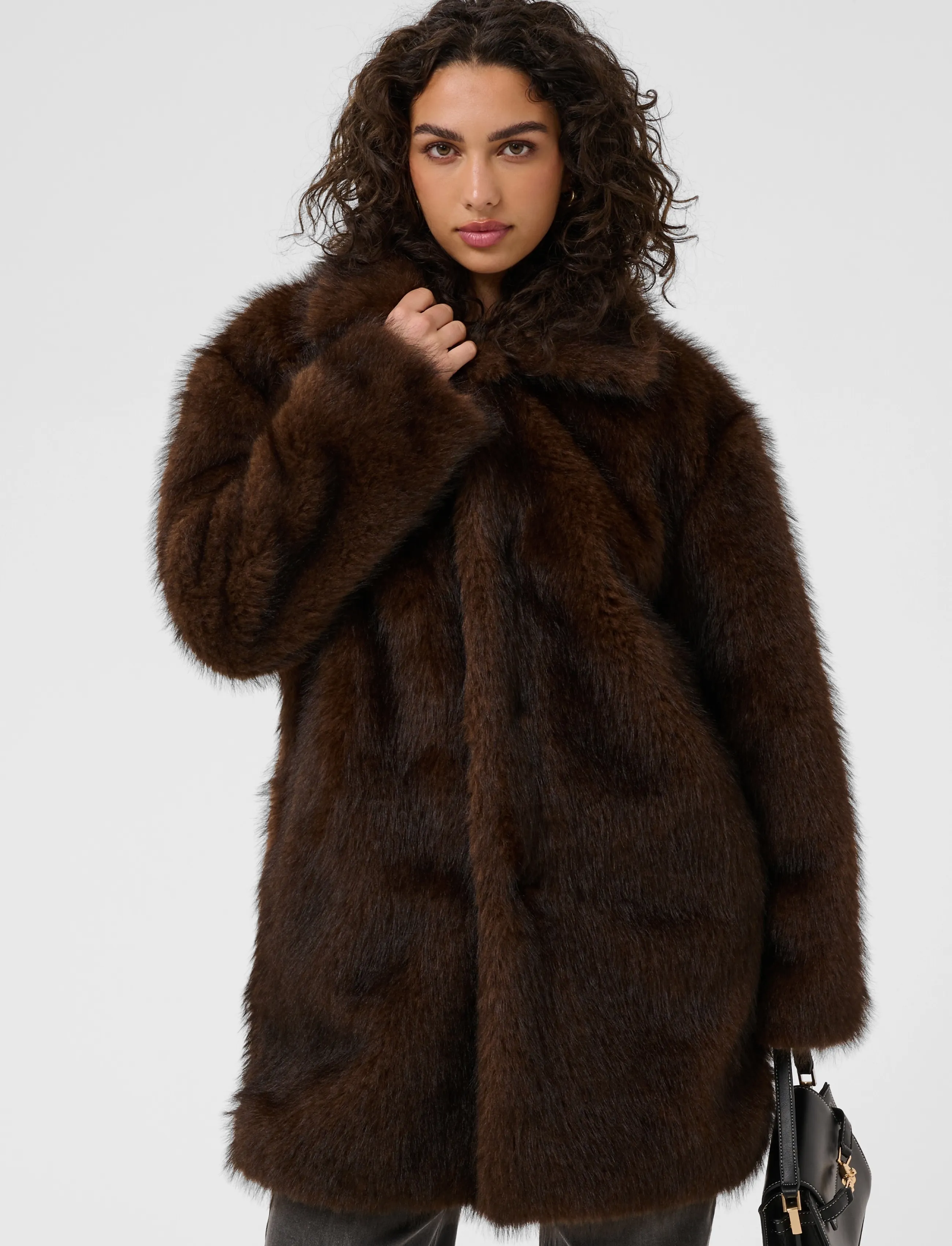 Kaffe - KAaurora Coat - faux fur - dark brown fur - 2