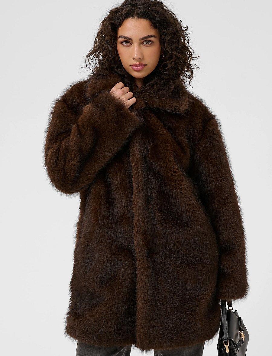 Kaffe - KAaurora Coat - faux fur - dark brown fur - 2