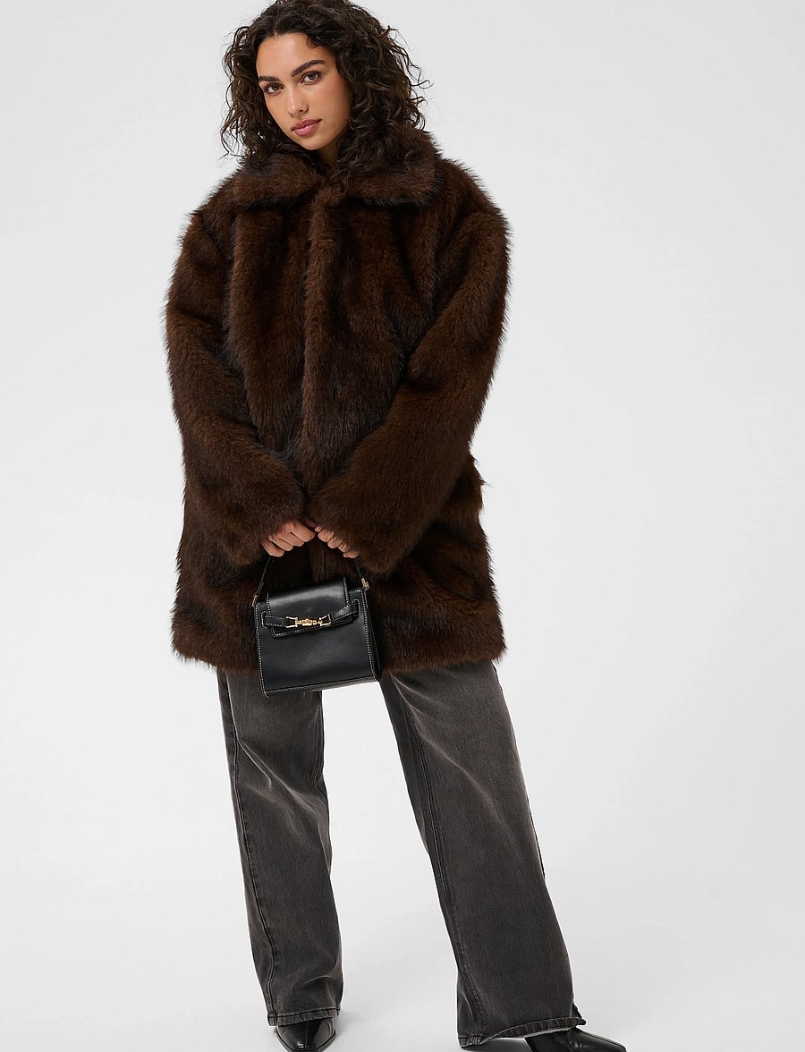 Kaffe - KAaurora Coat - faux fur - dark brown fur - 3