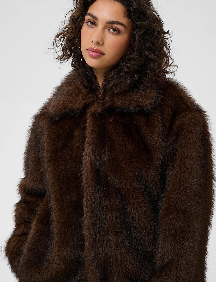 Kaffe - KAaurora Coat - faux fur - dark brown fur - 5