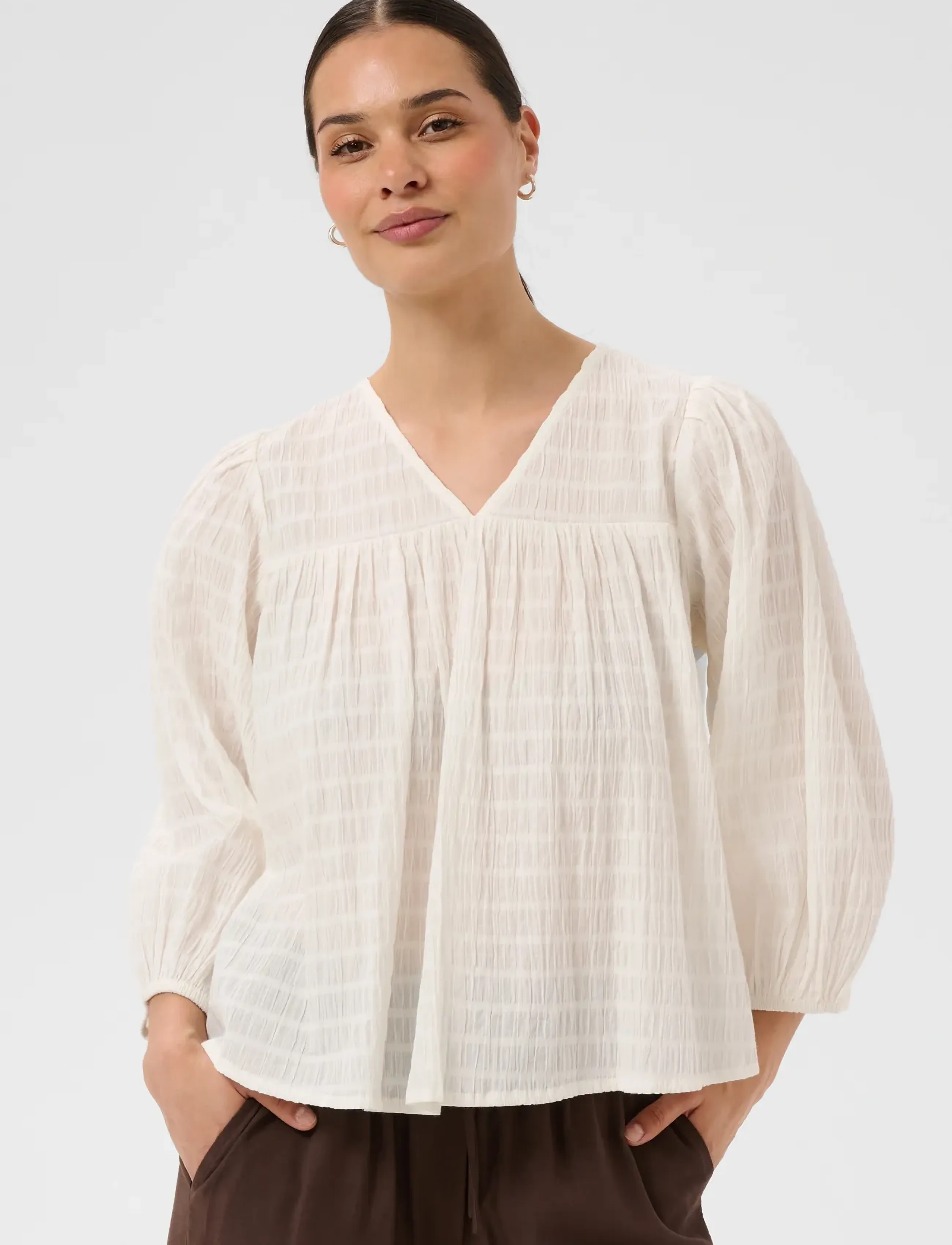 Kaffe Kamissie Blouse, 36, White, Bluser > Langærmede, Dame