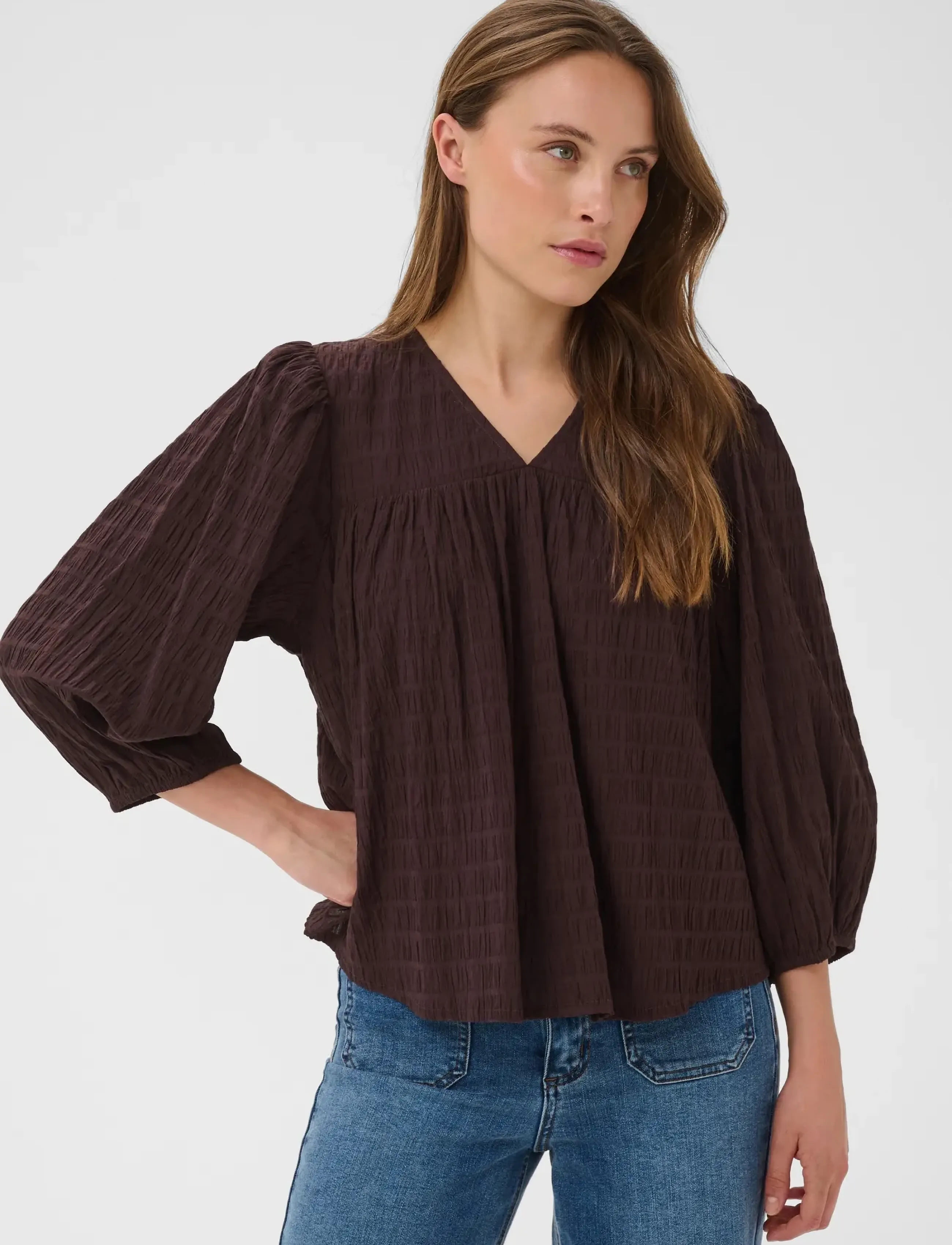 Kaffe Kamissie Blouse, 44, Brown, Bluser > Langærmede, Dame