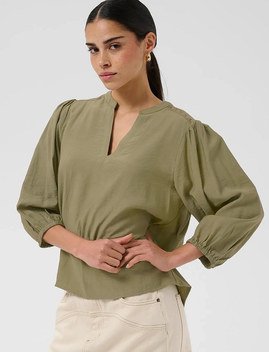 Kaffe - KAalberta Blouse - langermede bluser - aloe - 0