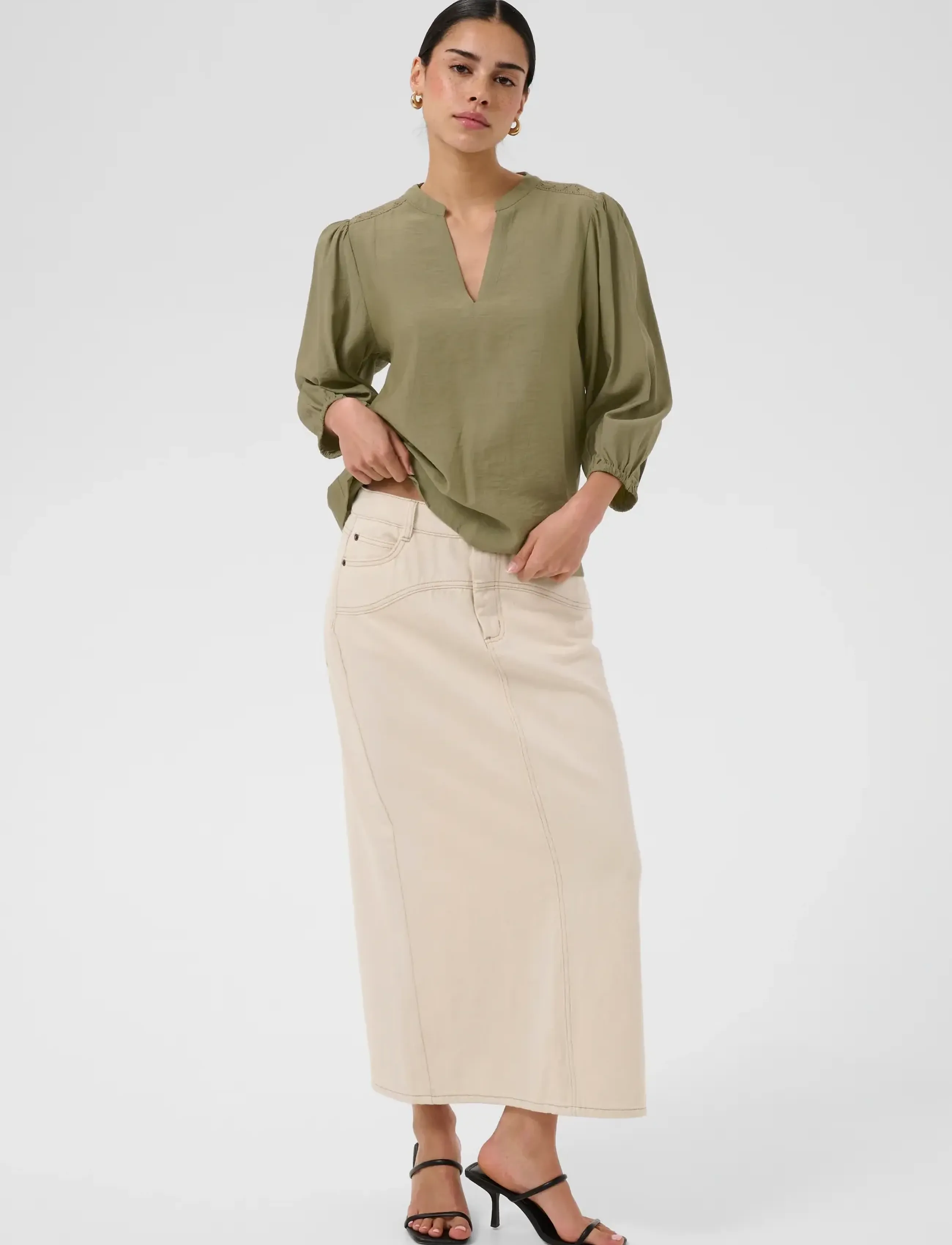 Kaffe - KAalberta Blouse - langermede bluser - aloe - 3