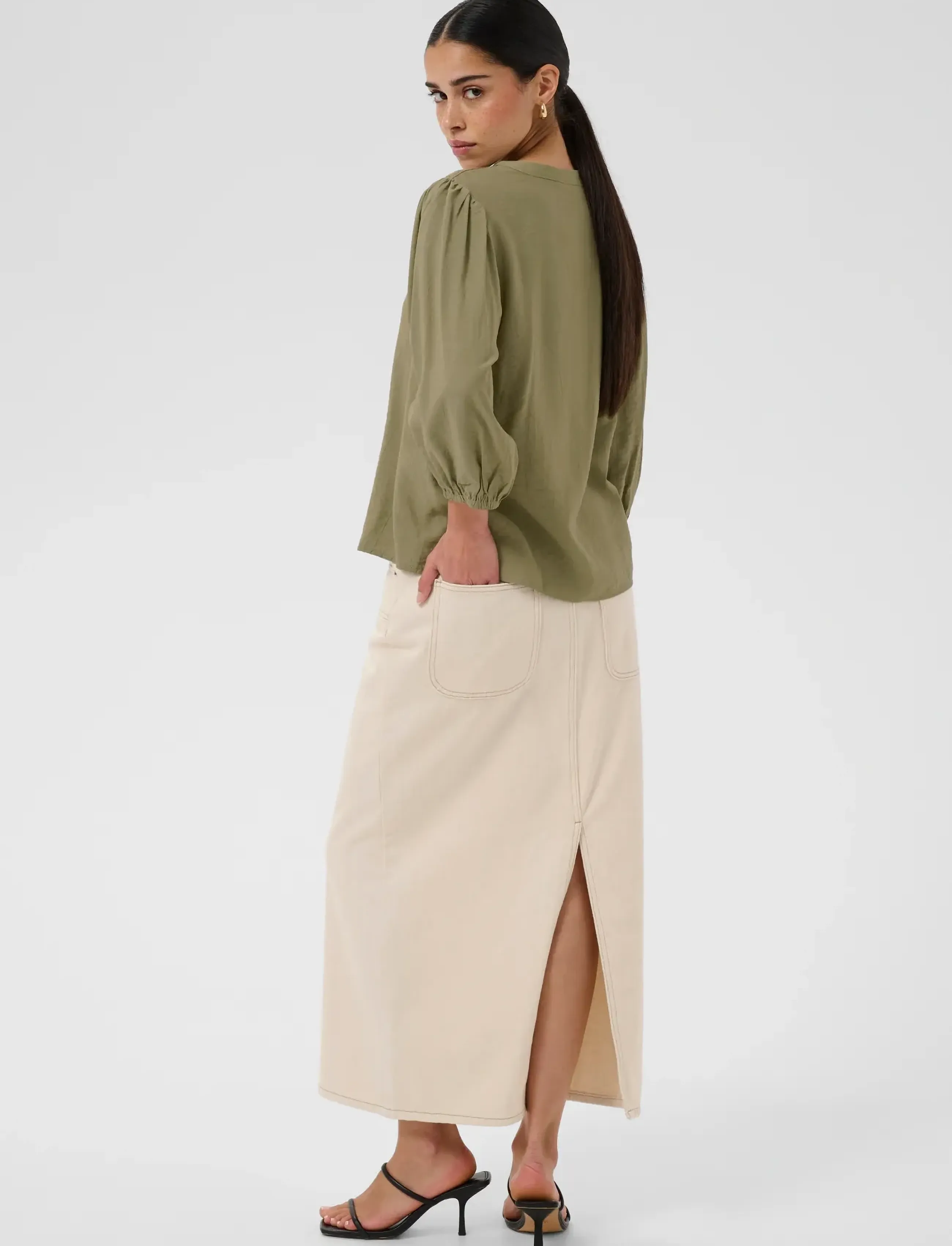 Kaffe - KAalberta Blouse - langermede bluser - aloe - 4