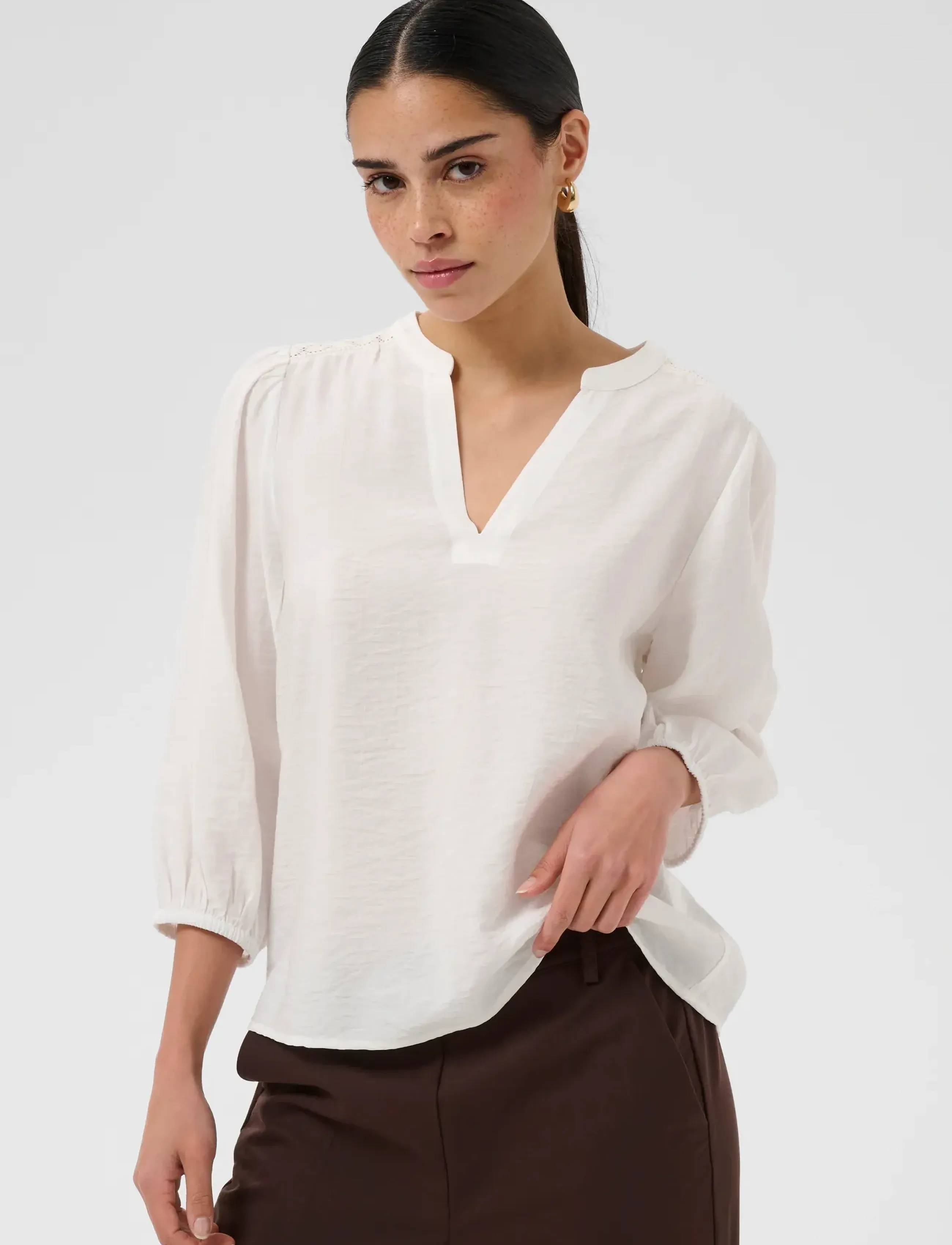 Kaffe Kaalberta Blouse, 42, White, Bluser > Langærmede, Dame