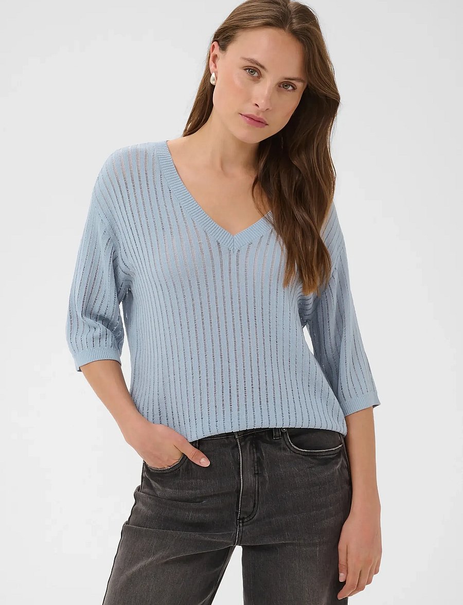Kaffe - KAabalina V-neck Pullover - blue fog - 0