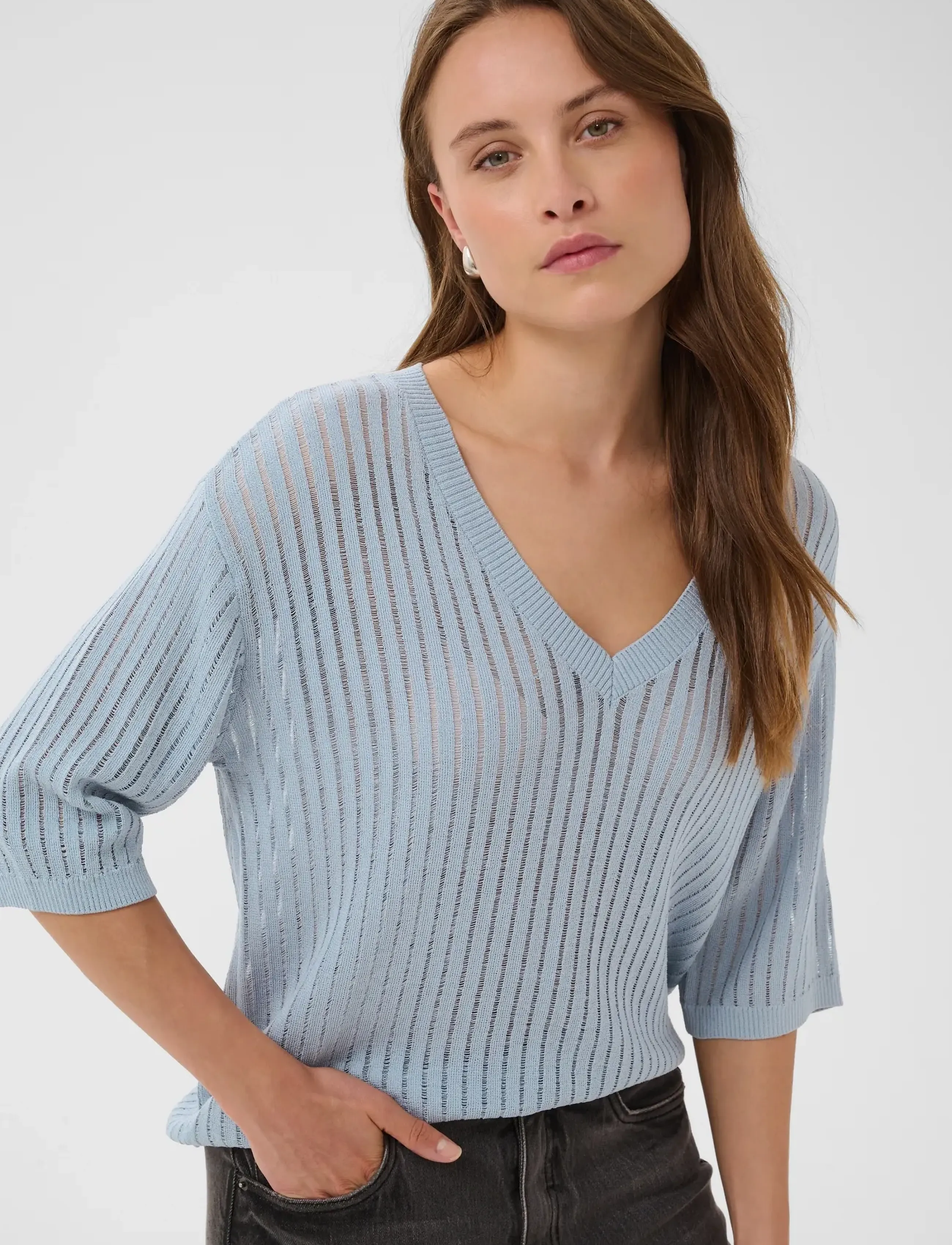 Kaffe - KAabalina V-neck Pullover - blue fog - 5