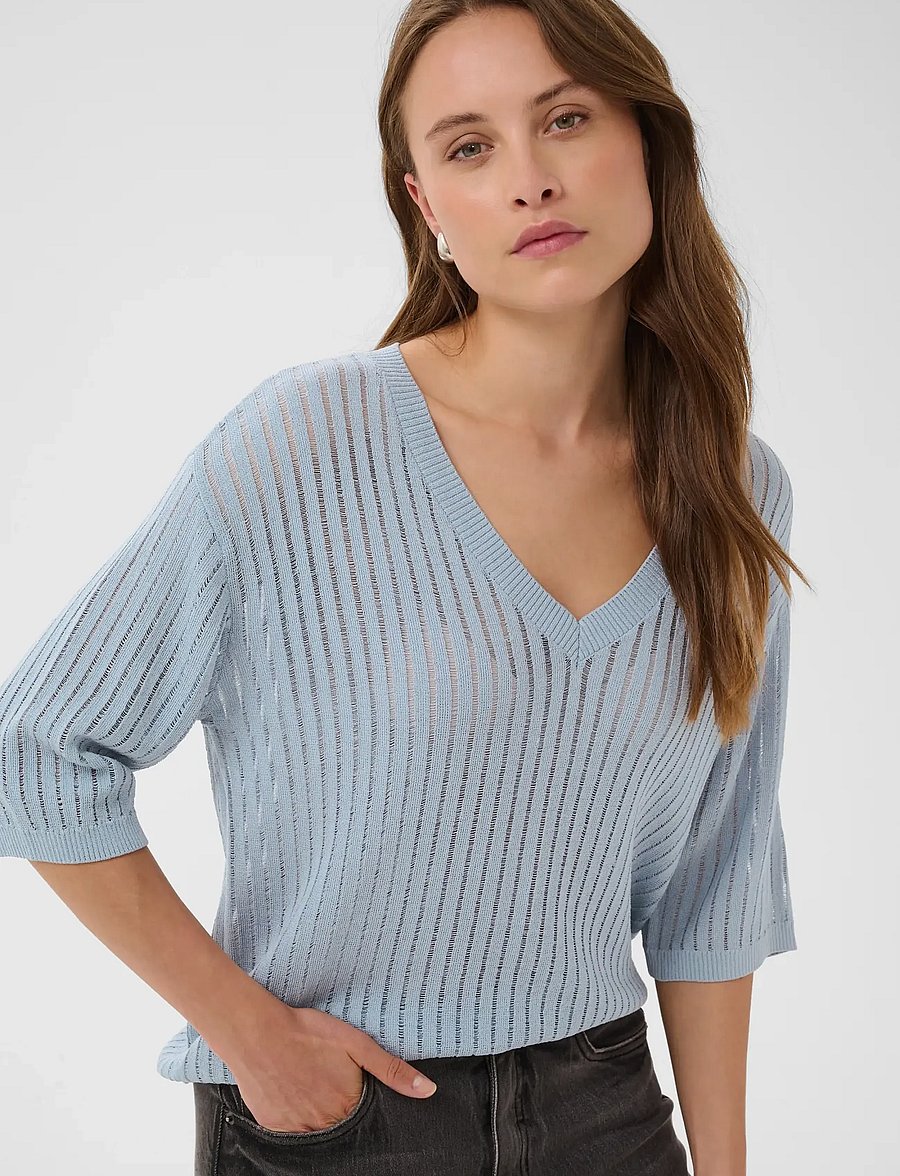 Kaffe - KAabalina V-neck Pullover - blue fog - 5