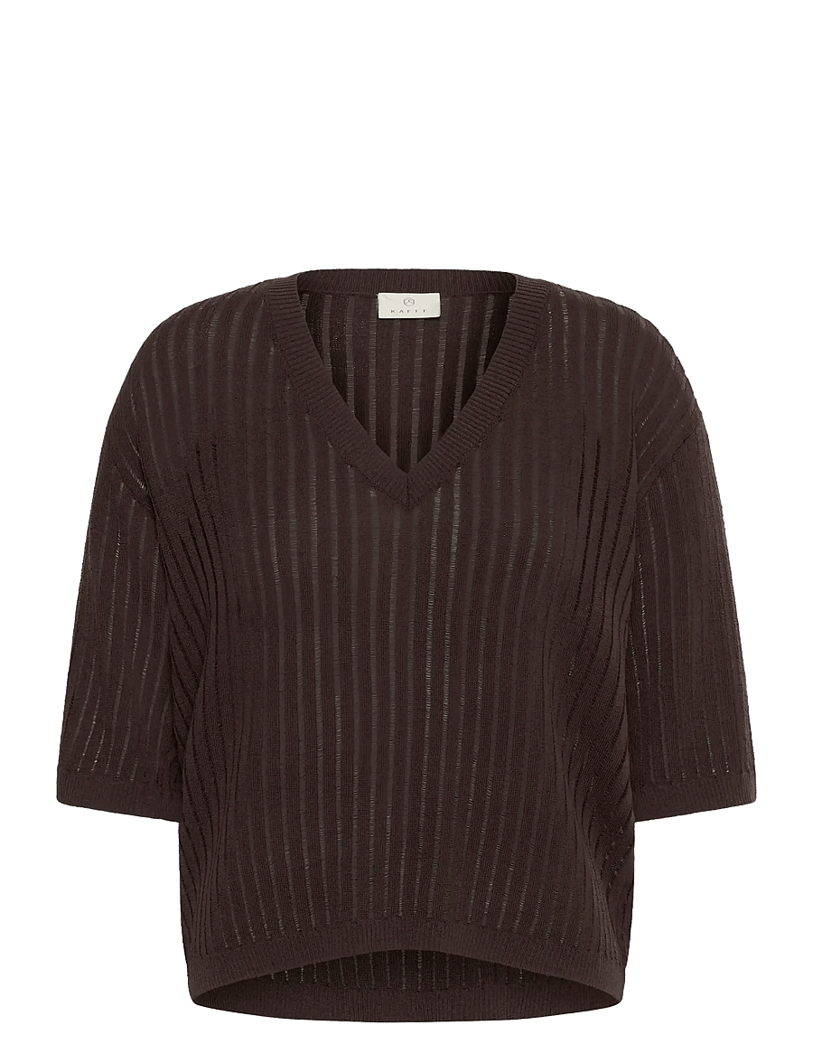 Kaffe - KAabalina V-neck Pullover - stickade tröjor - coffee bean - 1