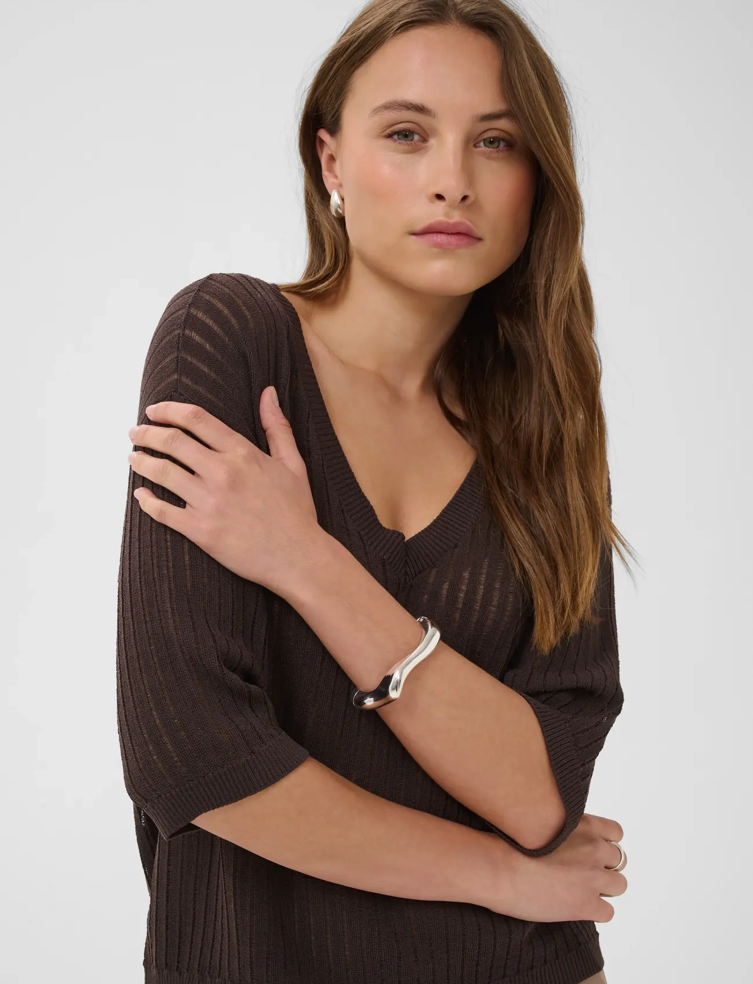 Kaffe - KAabalina V-neck Pullover - coffee bean - 5