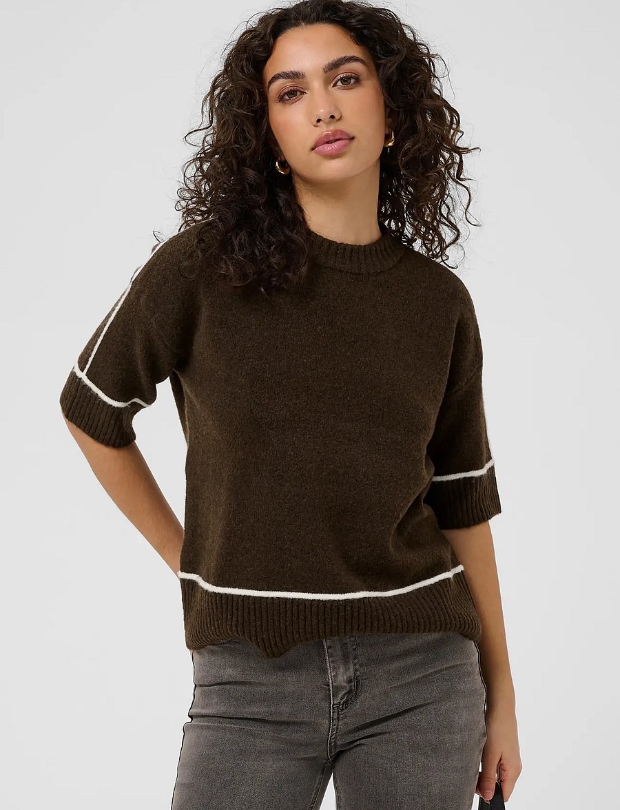 Kaffe - KAjinie Knit Pullover1/2 sleeve - coffee bean - 0