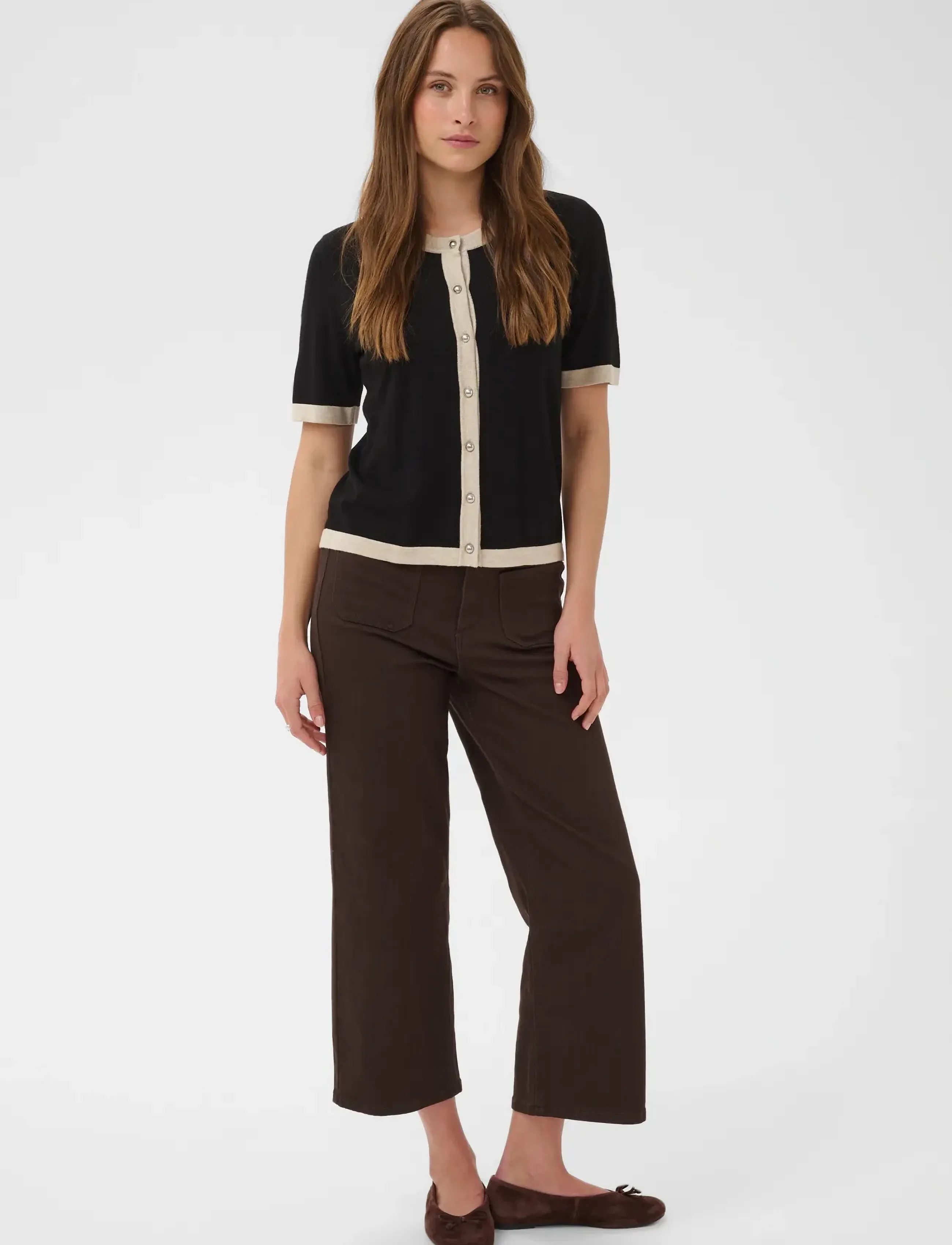 Kaffe - KAlizza Contrast Cardigan - cardigans - black deep - 3
