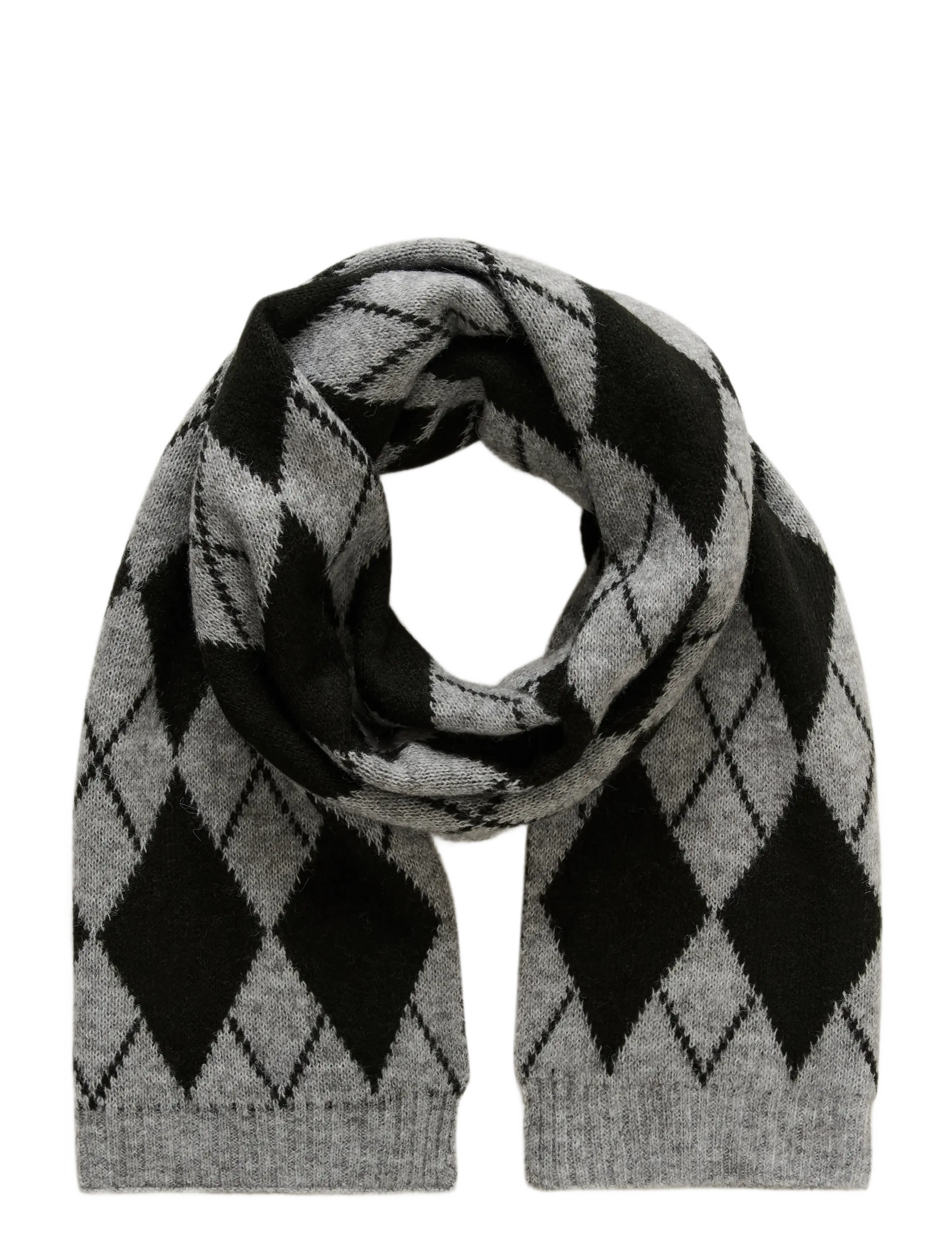 Kaffe KAharlekin Scarf - Everyday Style - DARK GREY MELANGE/BLACK CHECK / grey