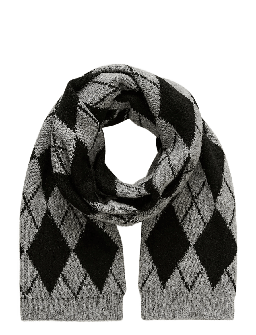 Kaffe - KAharlekin Scarf - winter scarves - dark grey melange/black check - 0